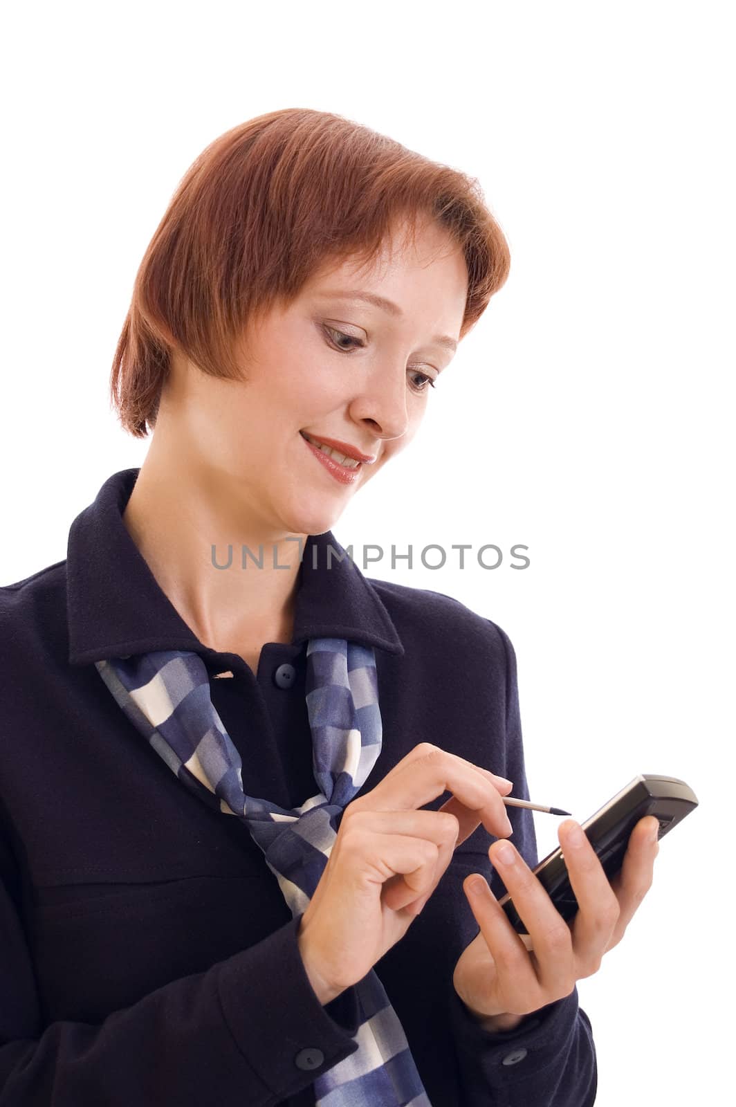 Businesswoman with mobile phone by shalunishka