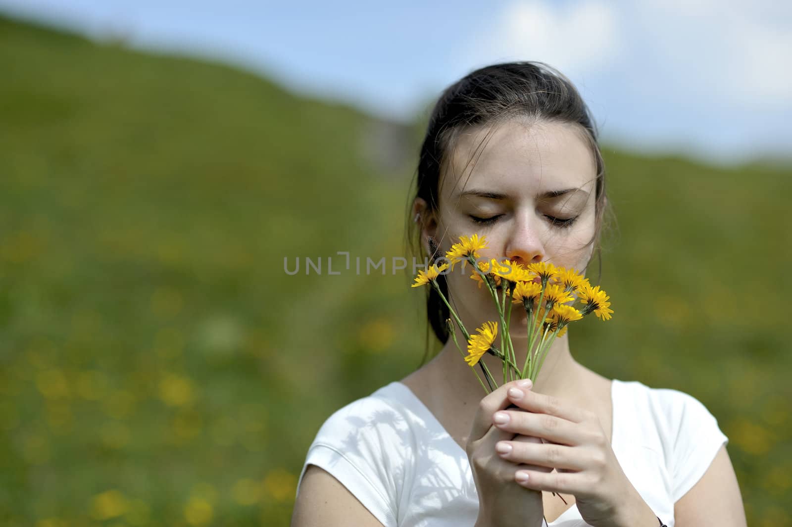 Woman enjoying her countryside holiday