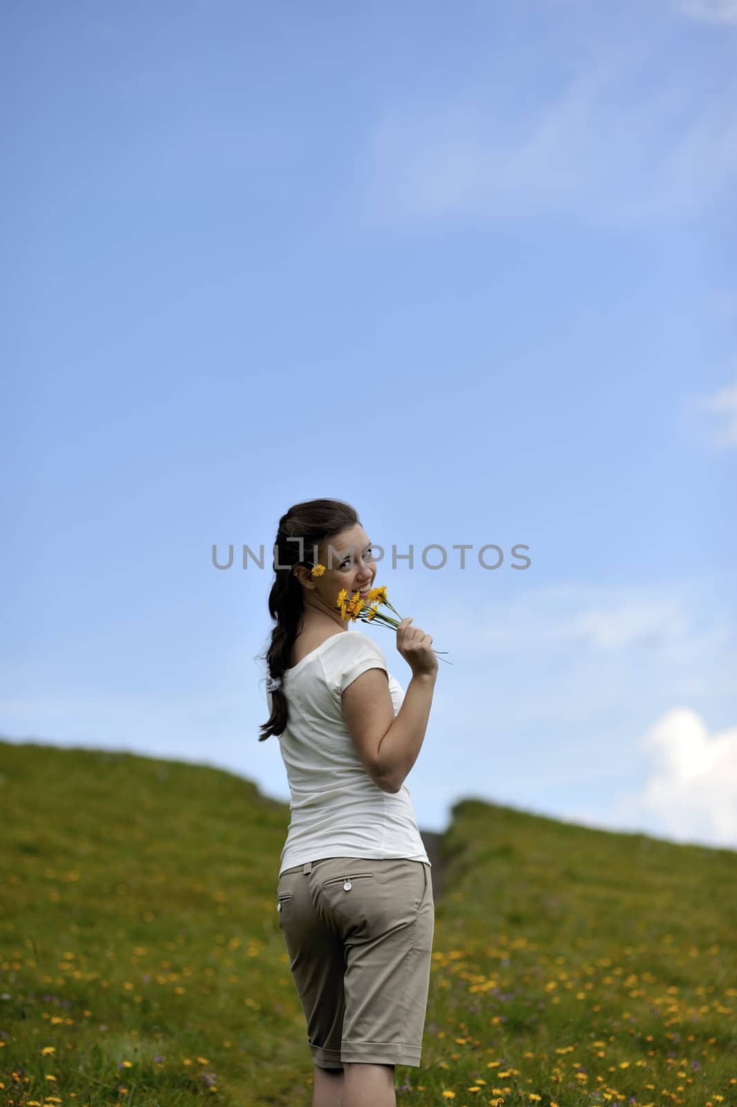 Woman enjoying her countryside holiday