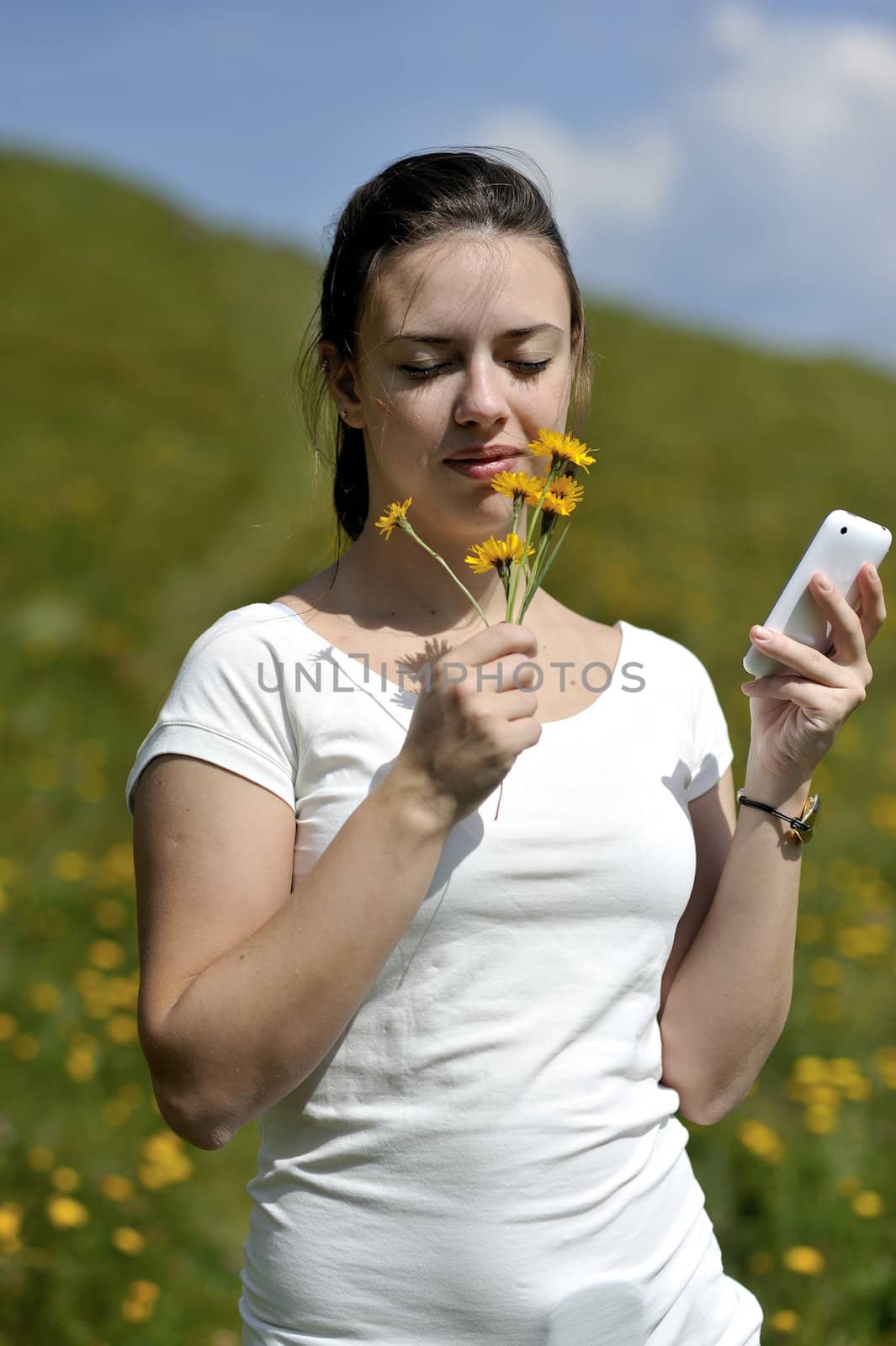 Woman enjoying her countryside holiday