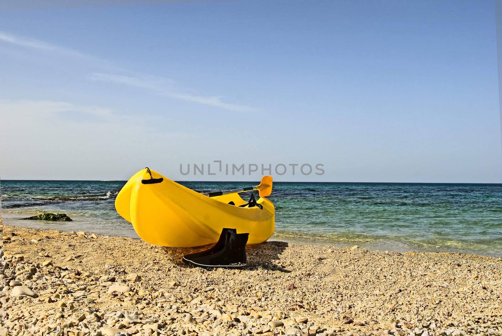 Lonely boat on coast