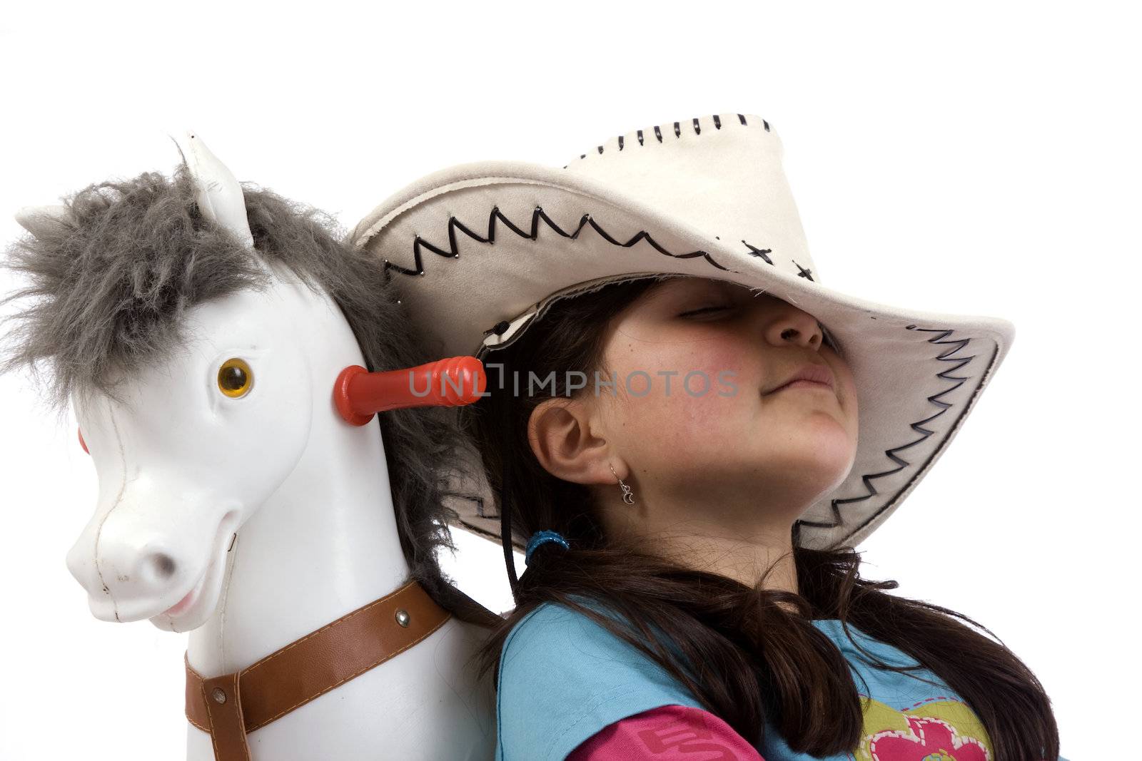 cowgirl sleep with toy horse