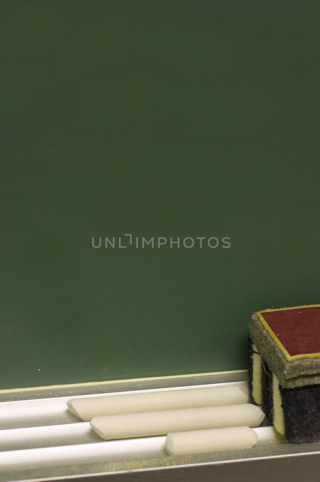 a macro of a school class room chalk board
