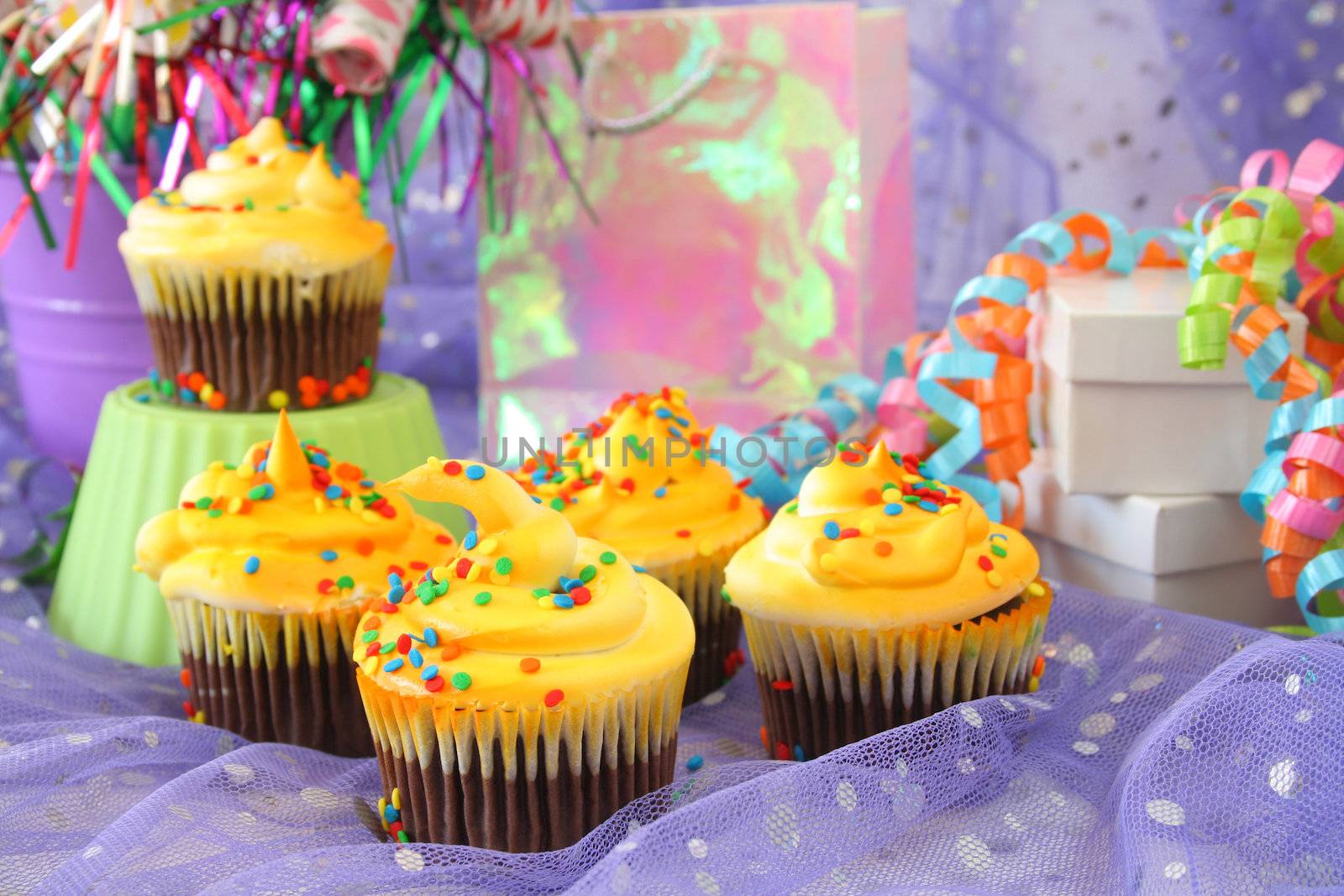 Cupcakes at a birthday party or event.
