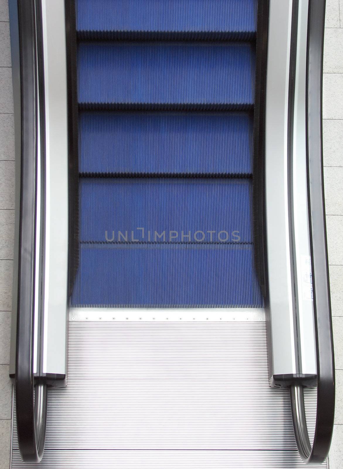 Closeup of empty escalator in shopping mall