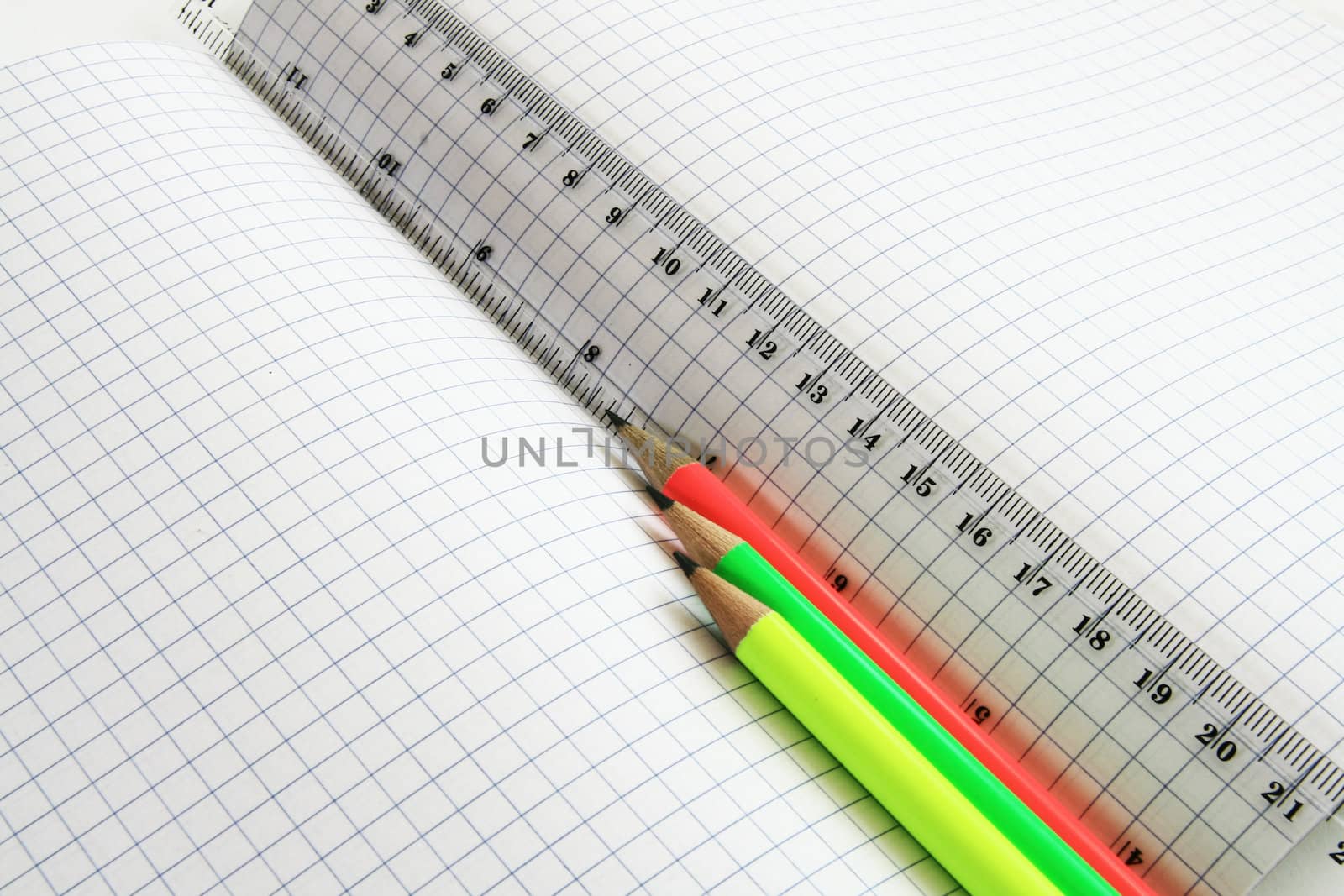 Rulers and color pencil