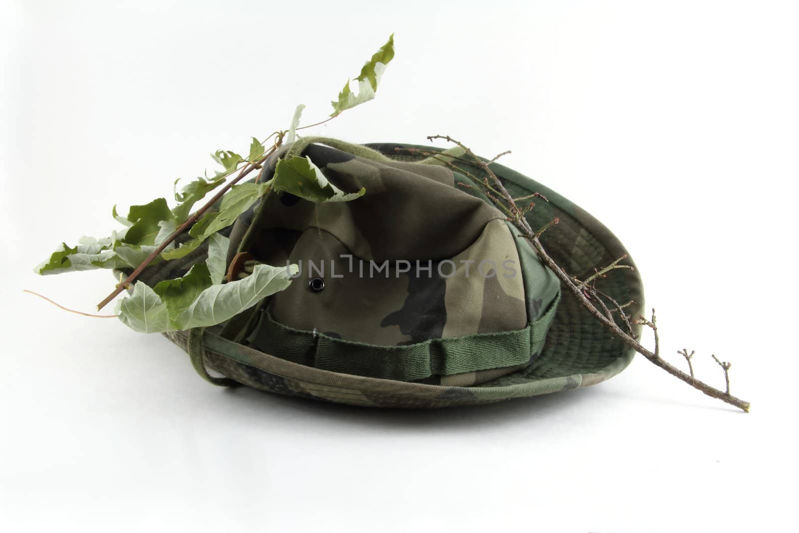 Camouflage hat with leaves by jasony00