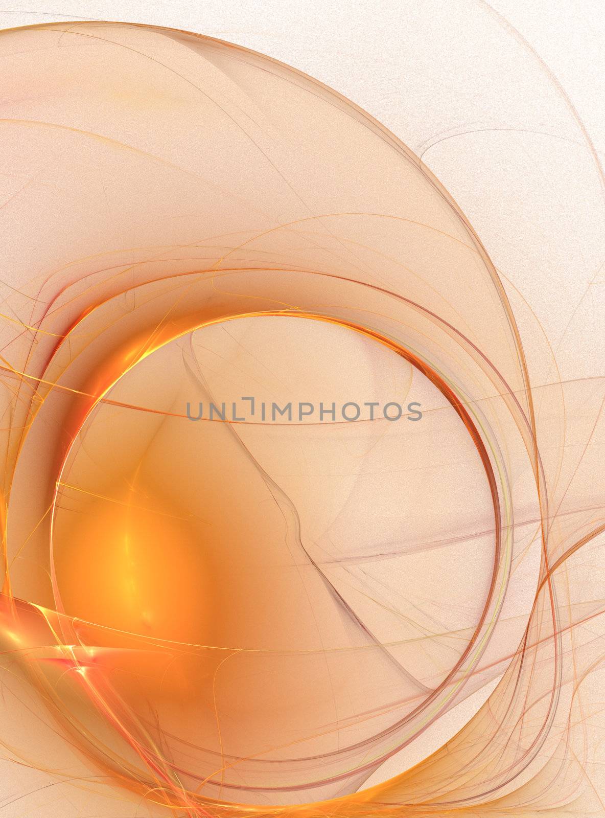 Computer rendered artistic orange circle fractal.