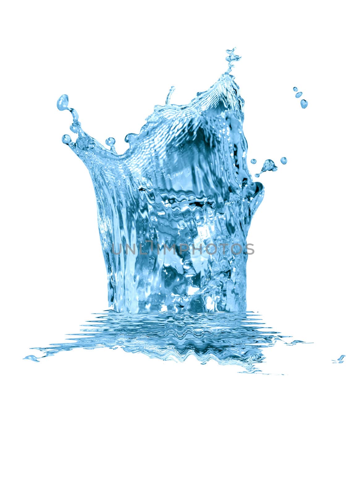 Splashing water abstract background isolated on white with clipping path