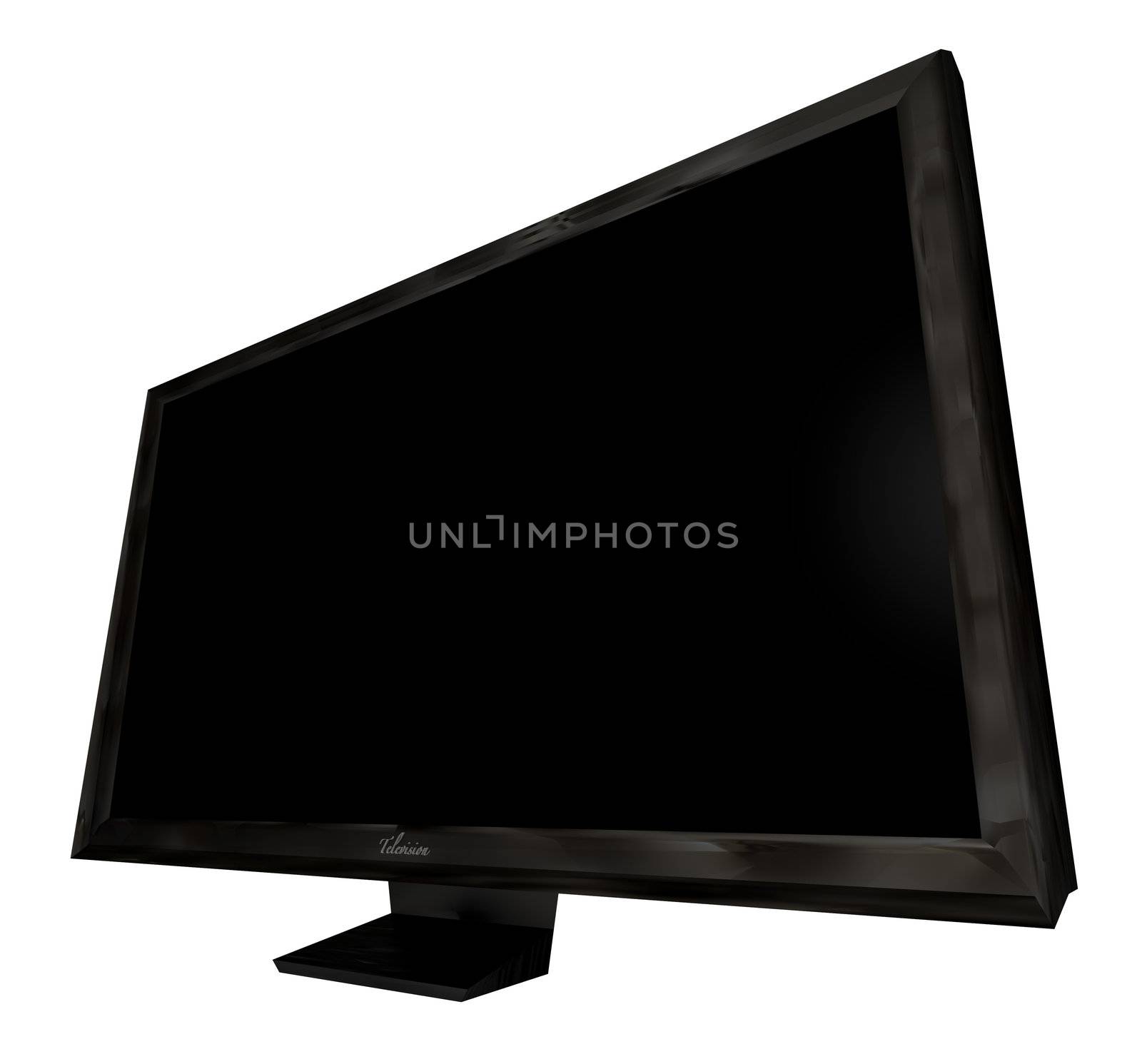 Modern flat screen television viewed from the side with blank area