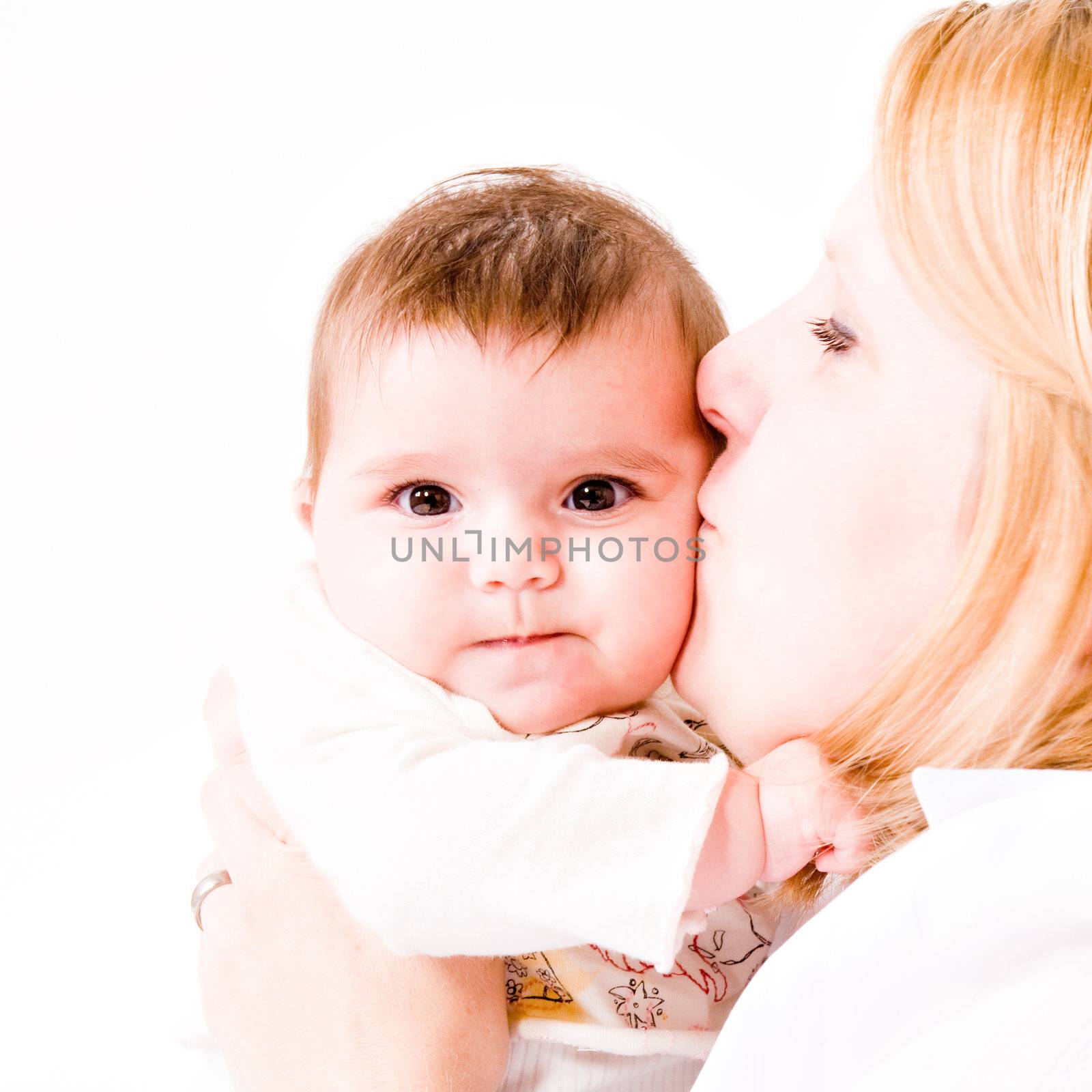 Cute asian baby hugging with her mother