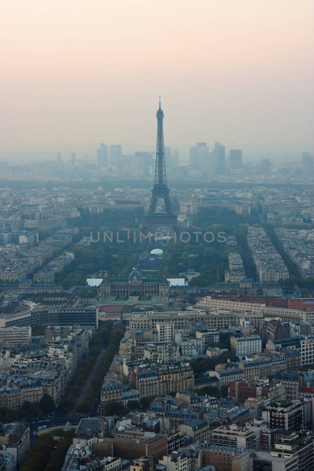 Bird's eye view on View on Paris (France) and Eiffel tower