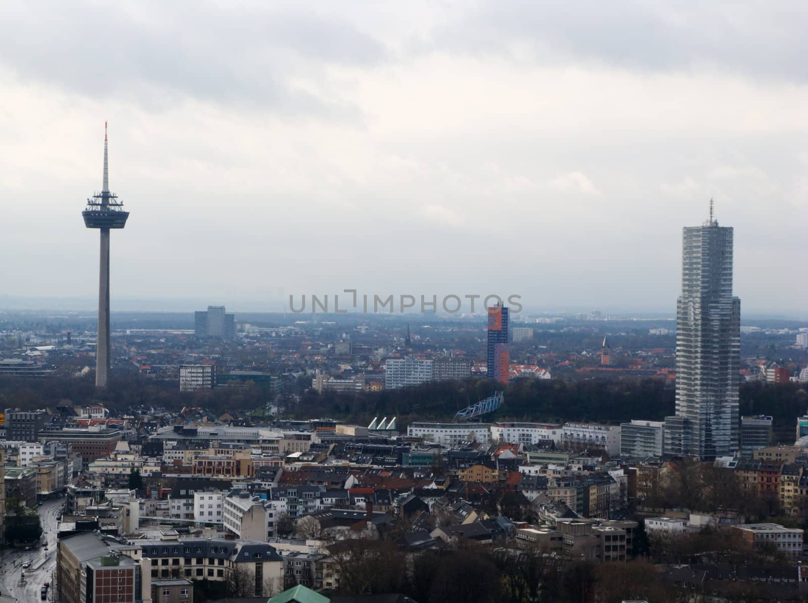 Cityscape of Cologne (Germany) photographed from Cologne Cathedral.