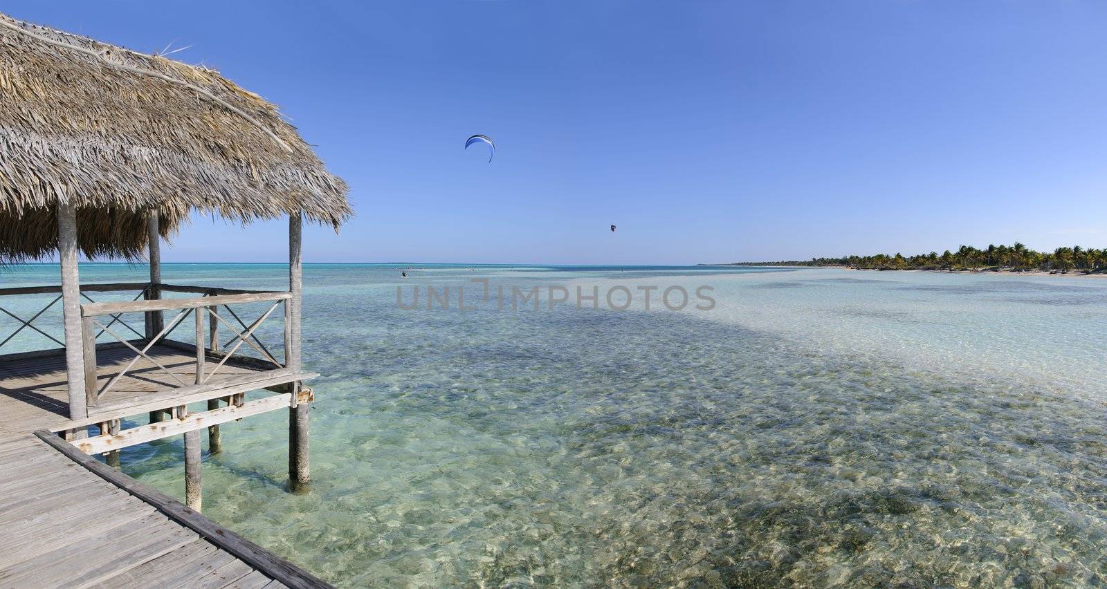 Panoramic view of tropical beach paradise on cayo coco, cuba