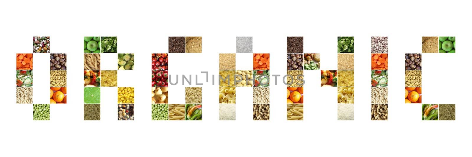 Organic text written with pictures of food