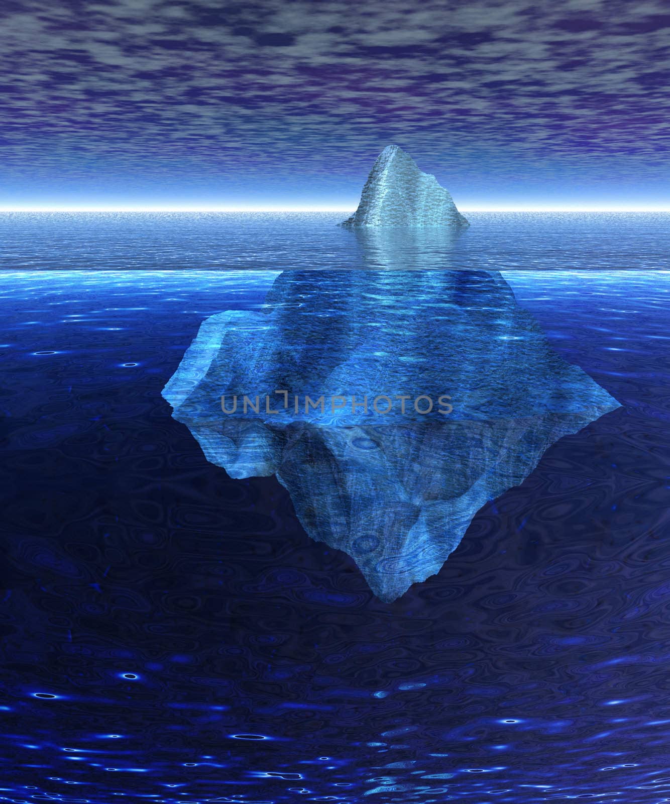 Beautiful Full Floating Iceberg in the Open Ocean with Horizon by bobbigmac