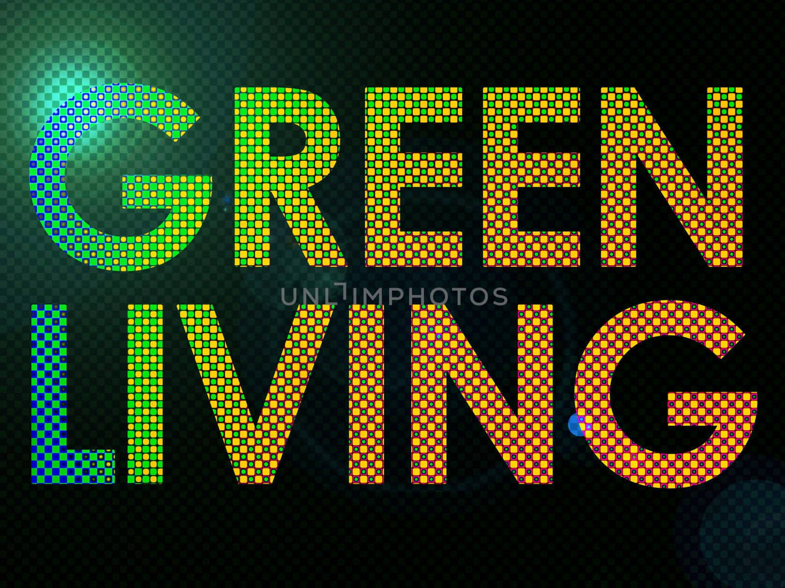 Green Living Sign Lit with Leds in a funky style