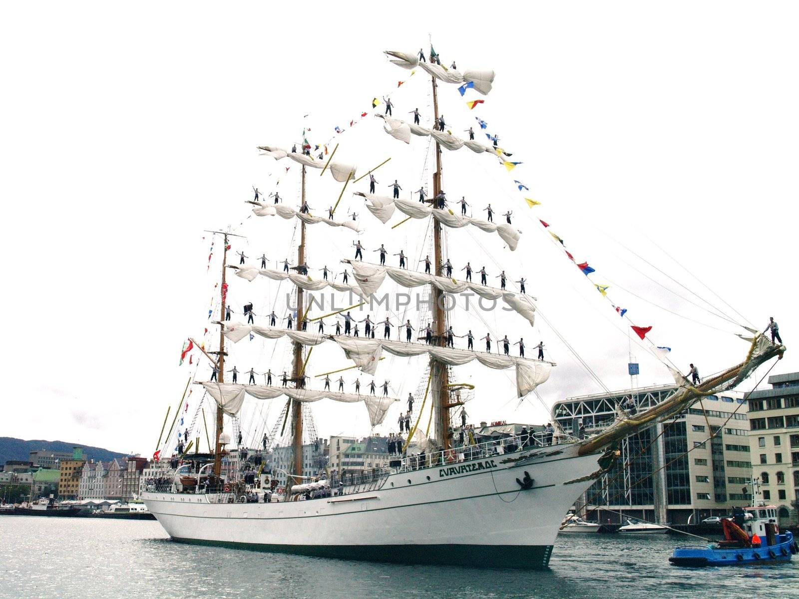 men in sail on tall ships race Bergen