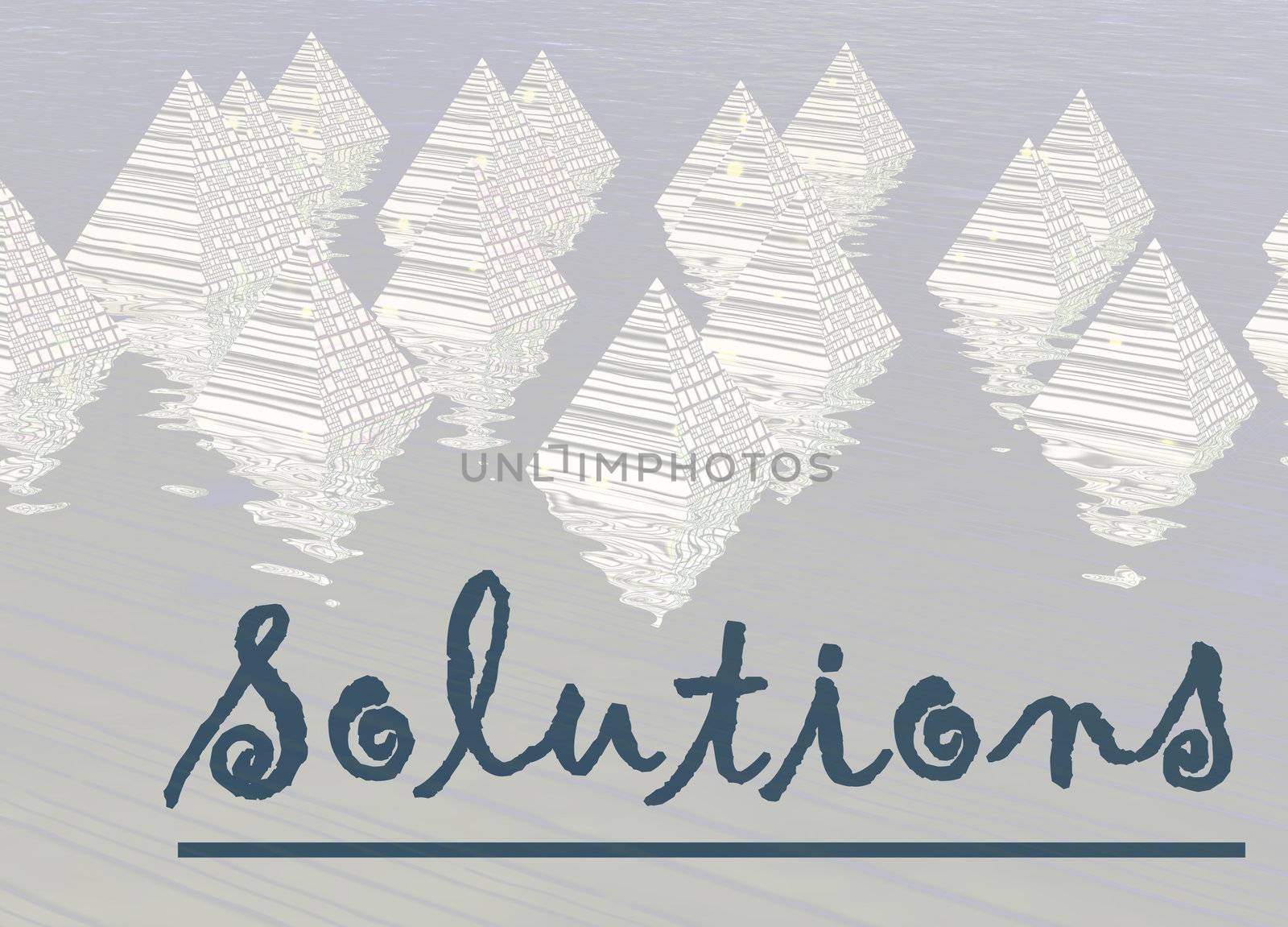 Digital Pyramids in Rendered Water with Solutions Text for Techn by bobbigmac