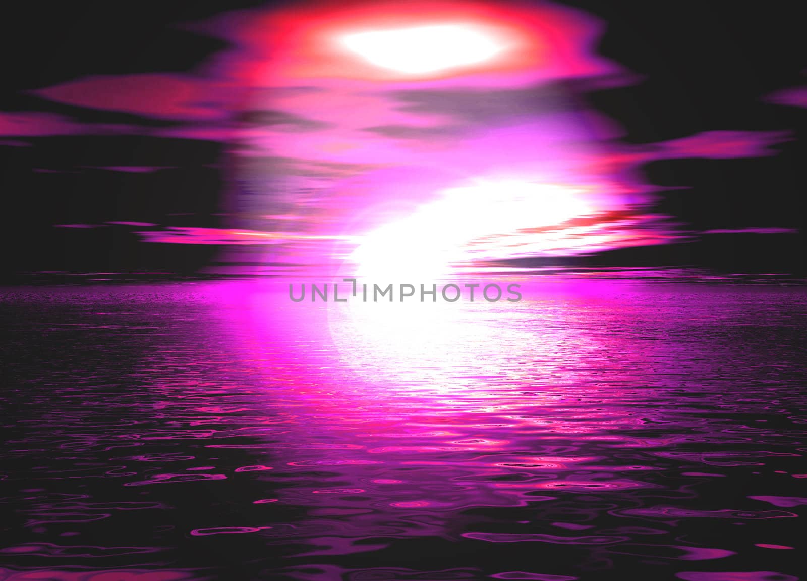 Beautiful Romantic Pink Sunset Sunrise Illustration by bobbigmac