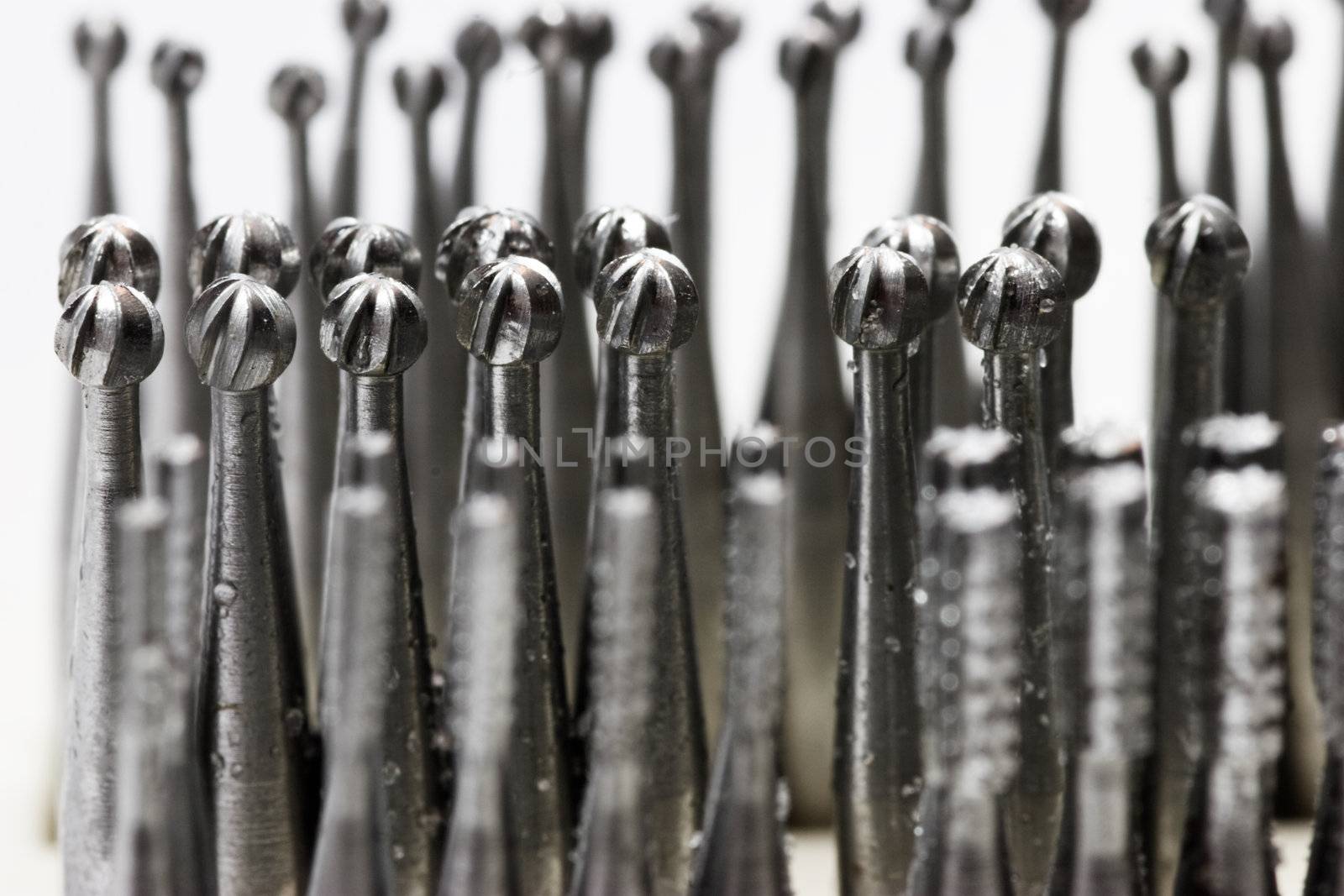 Set of dental drills closeup, selective focus