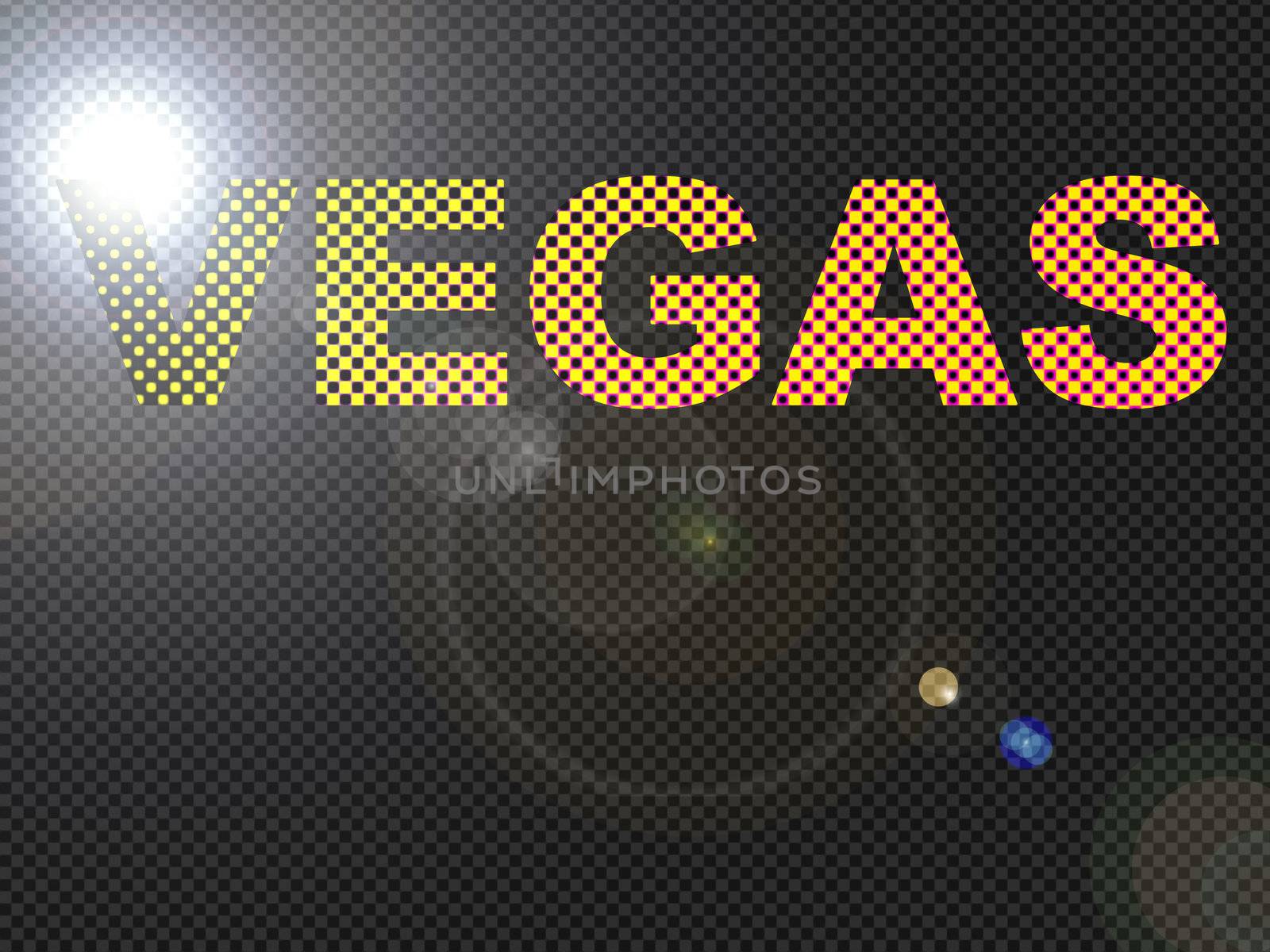 Dotted LED Lit Vegas Sign Glowing Bright Orange
