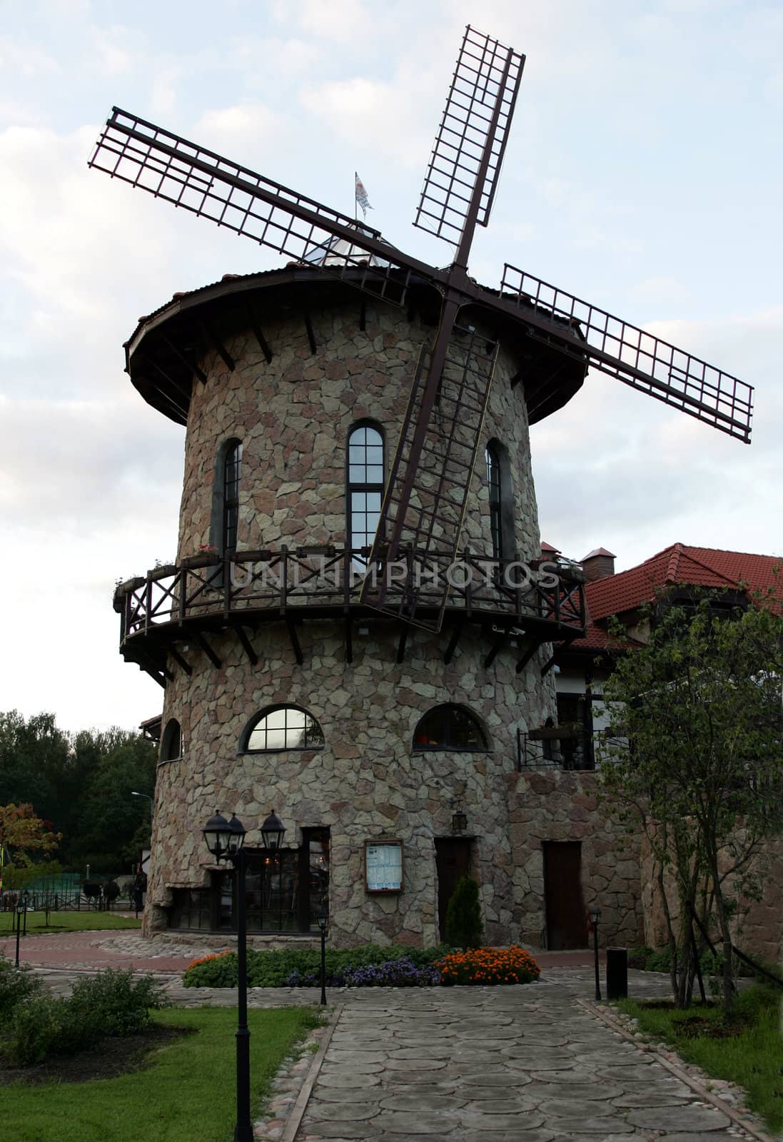 Exterior of Dutch windmill pictured near to Amsterdam.