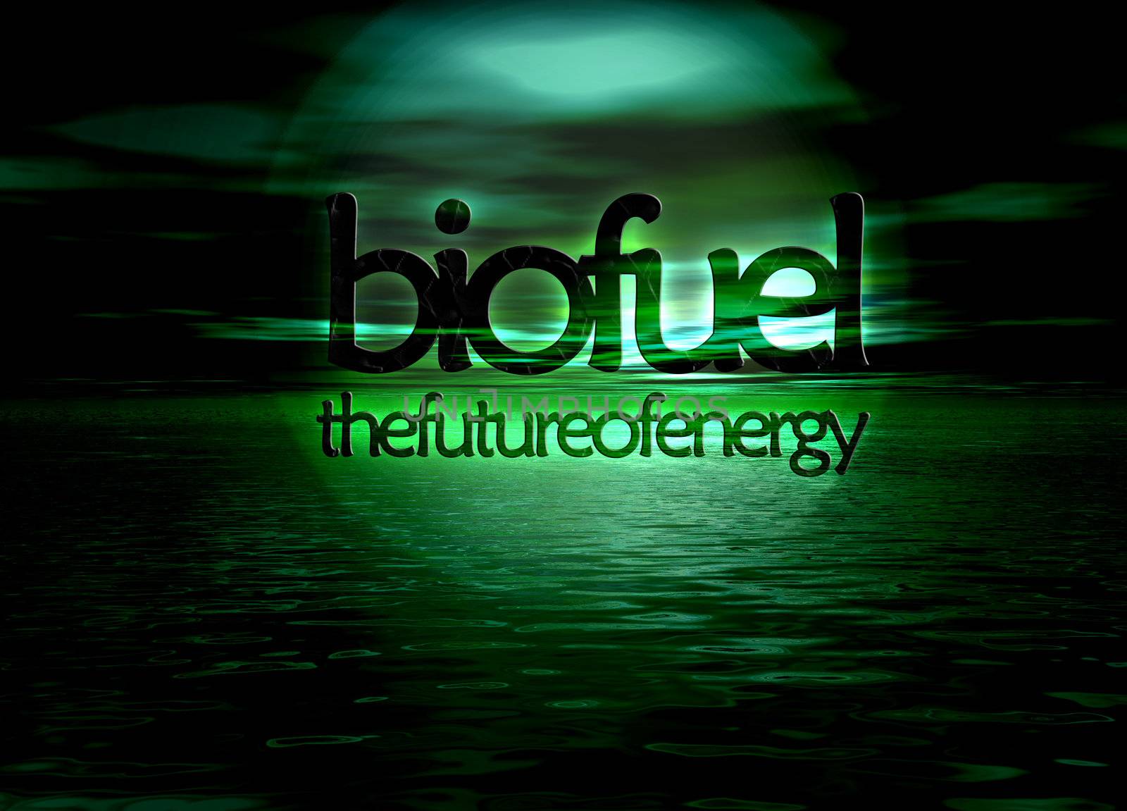 Biofuel Bioenergy The Future of Energy Text on Green Seascape Ho by bobbigmac