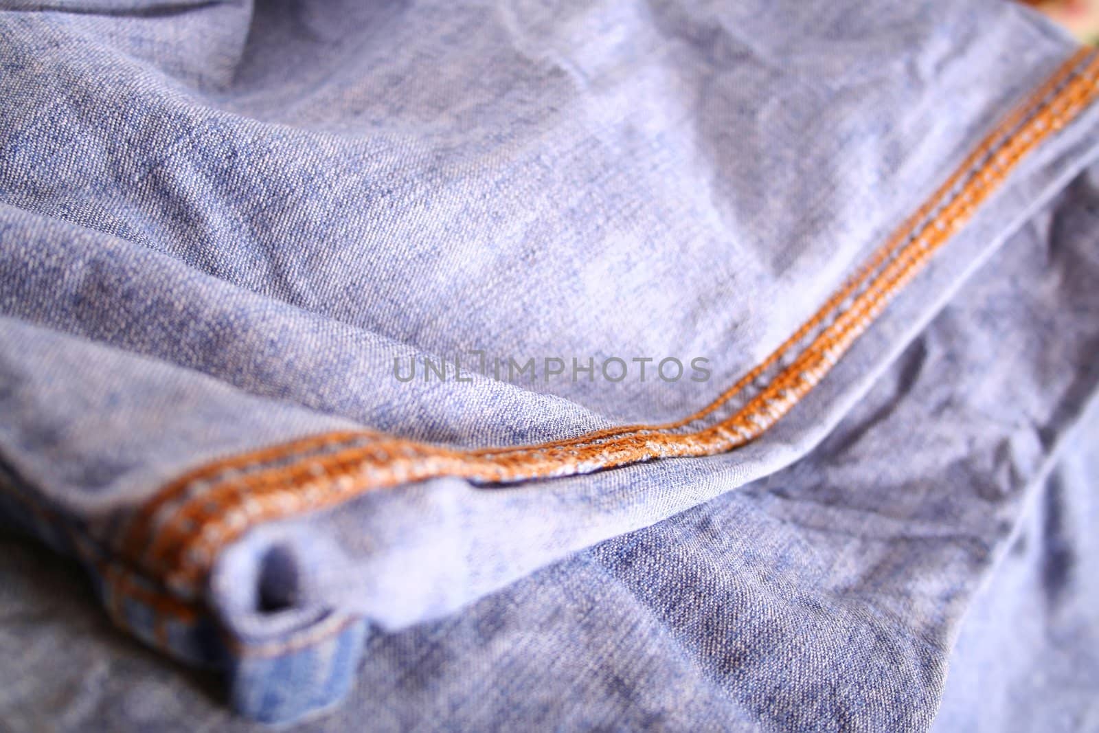 Closeup of an inside-out turned Jeans.