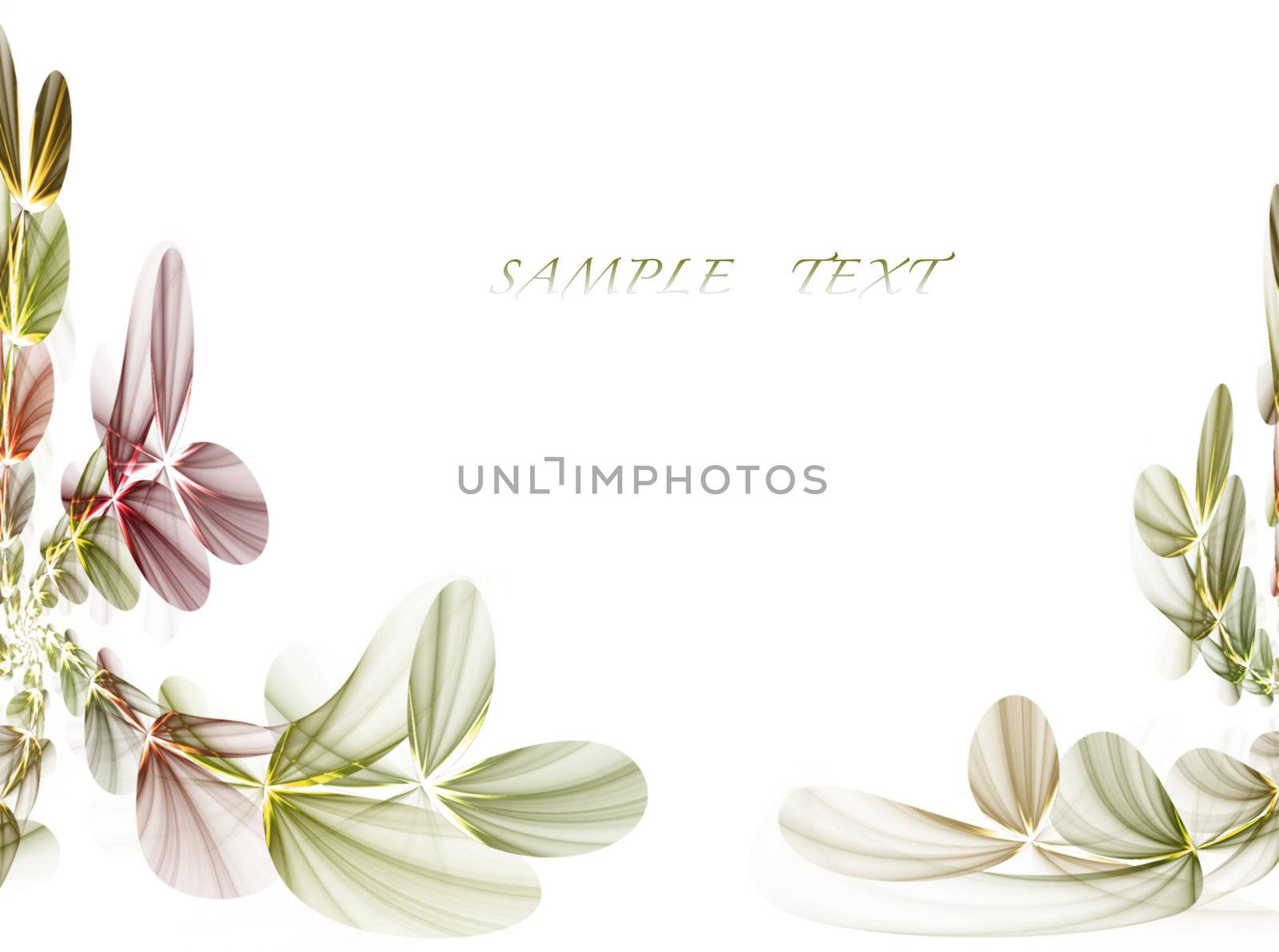 white template with stylized leafs 