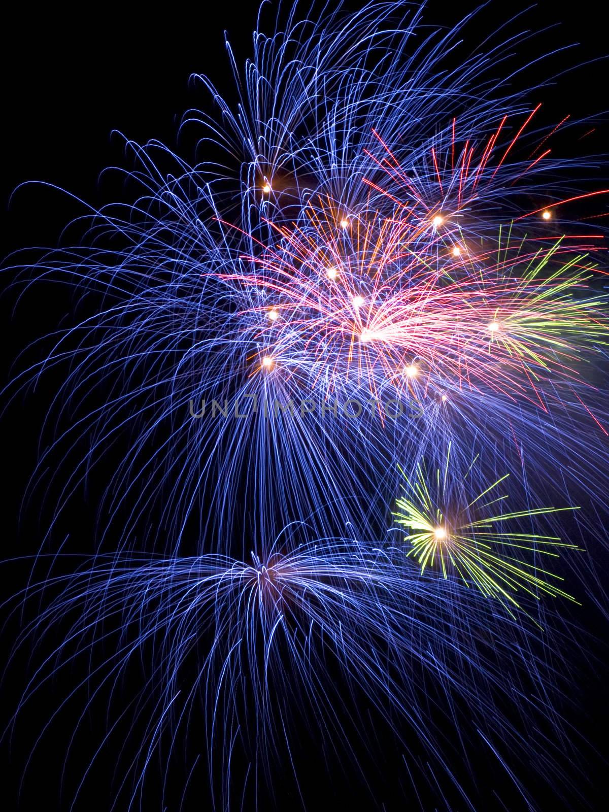 Various details of traditional pyrotechnical firework displays