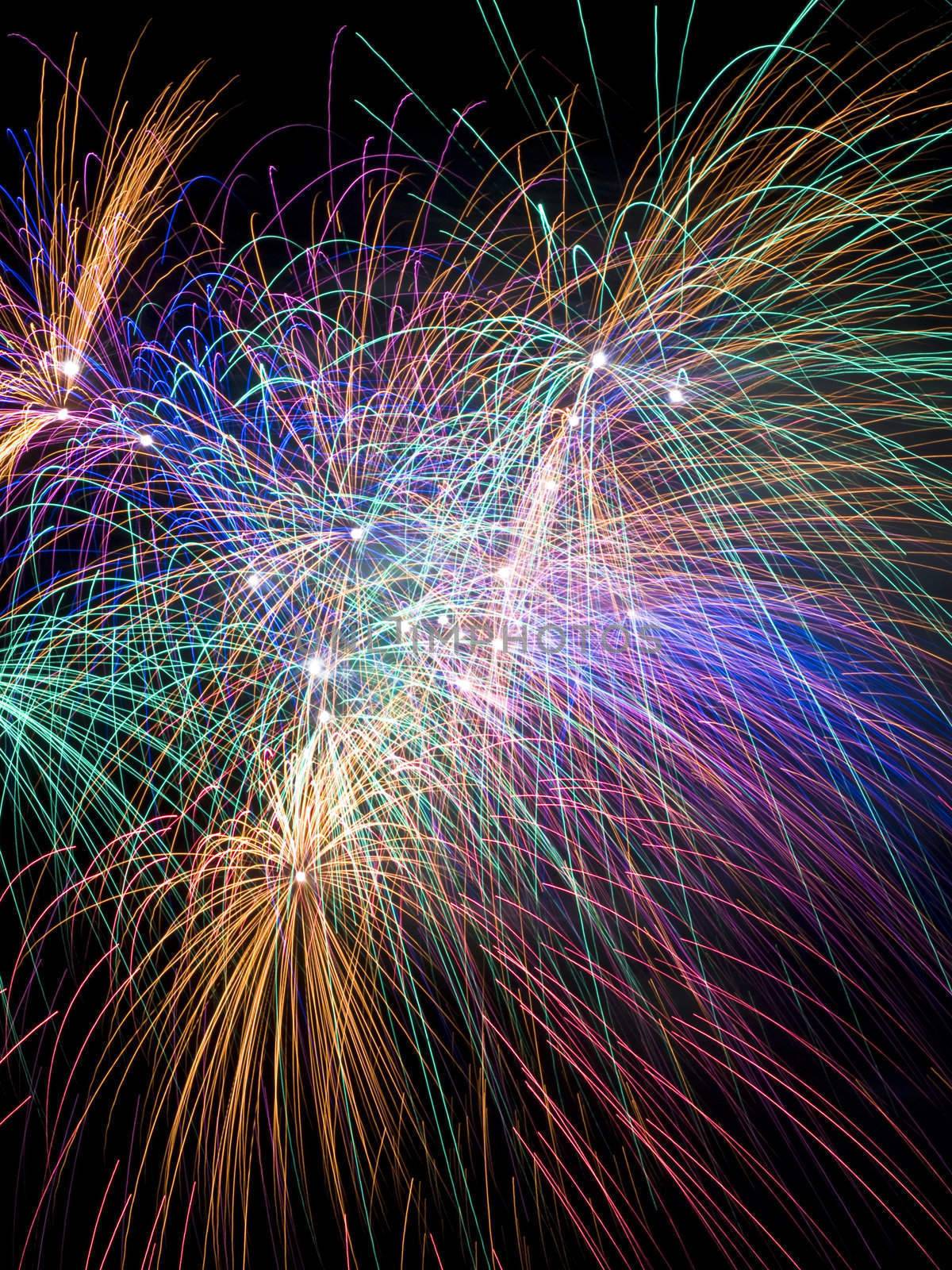 Various details of traditional pyrotechnical firework displays