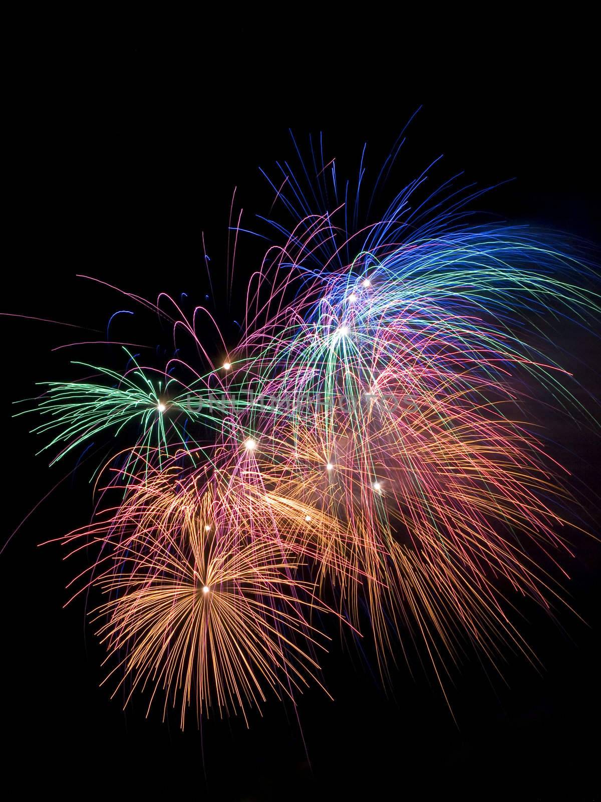 Various details of traditional pyrotechnical firework displays