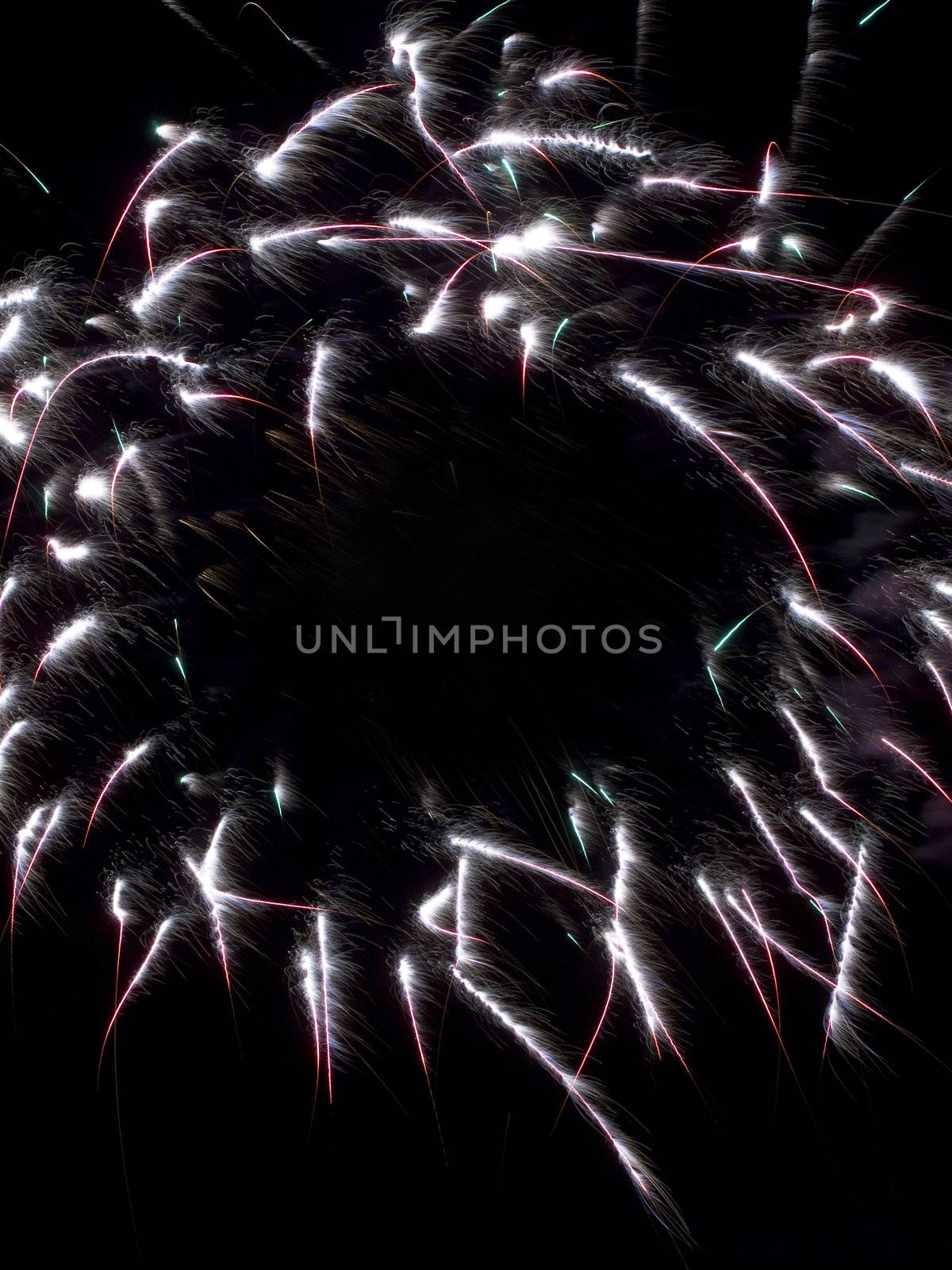 Various details of traditional pyrotechnical firework displays