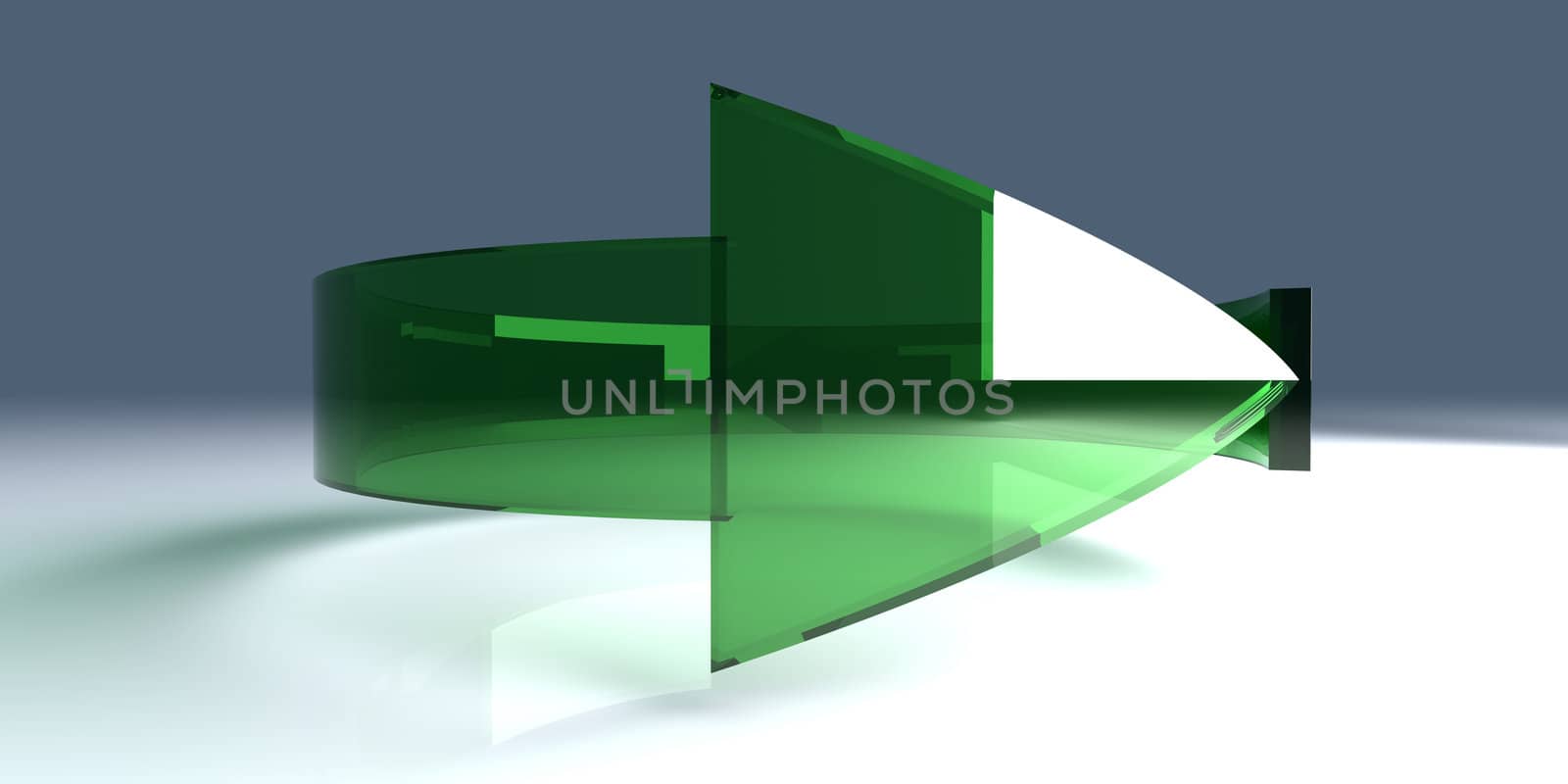 3D rendered Illustration. An arrow symbolizing an repeating process such as recycling (ecological concept) or reload of data.