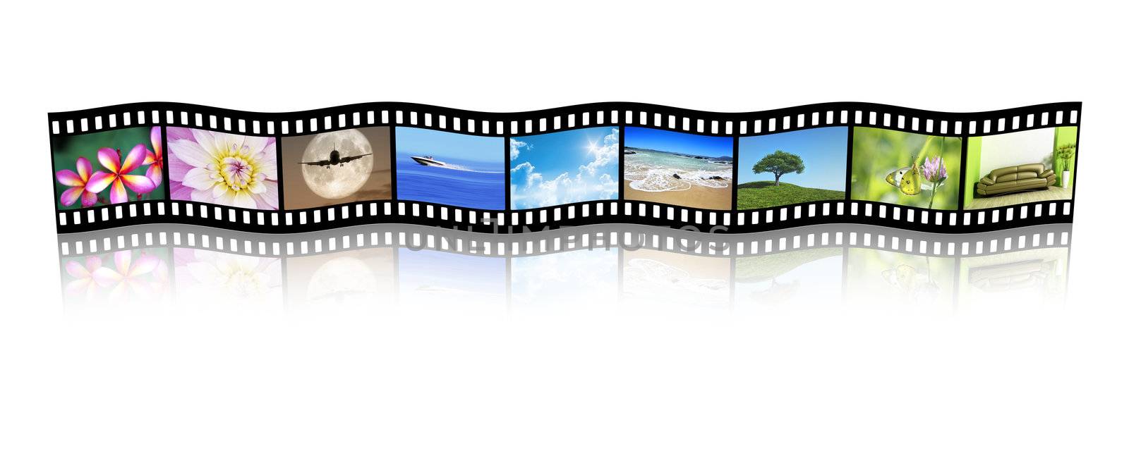 An illustration of a film strip with nice pictures