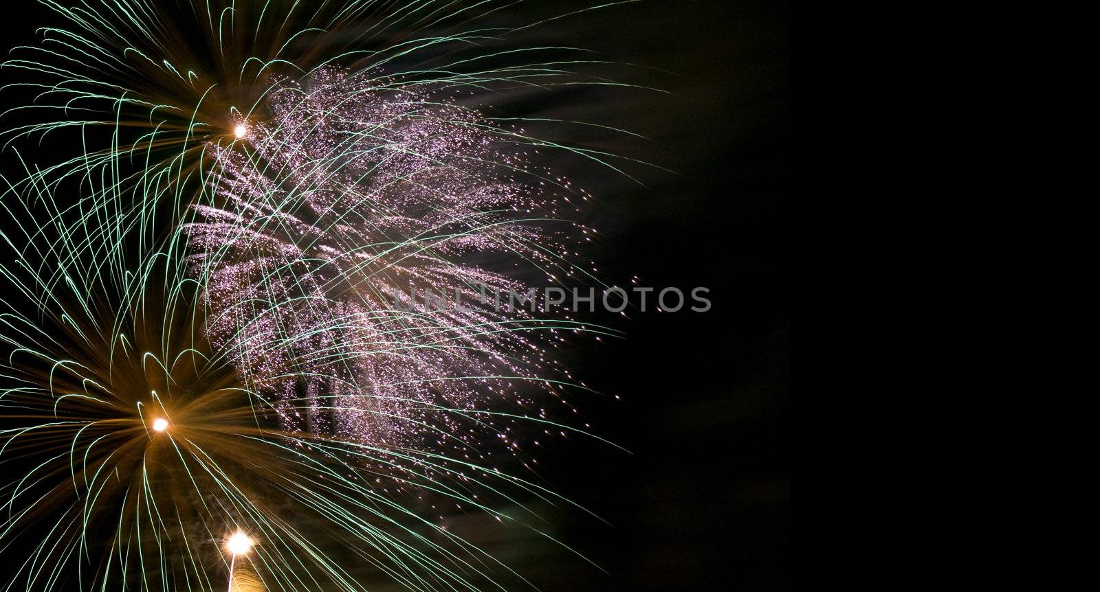 Various details of traditional pyrotechnical firework displays