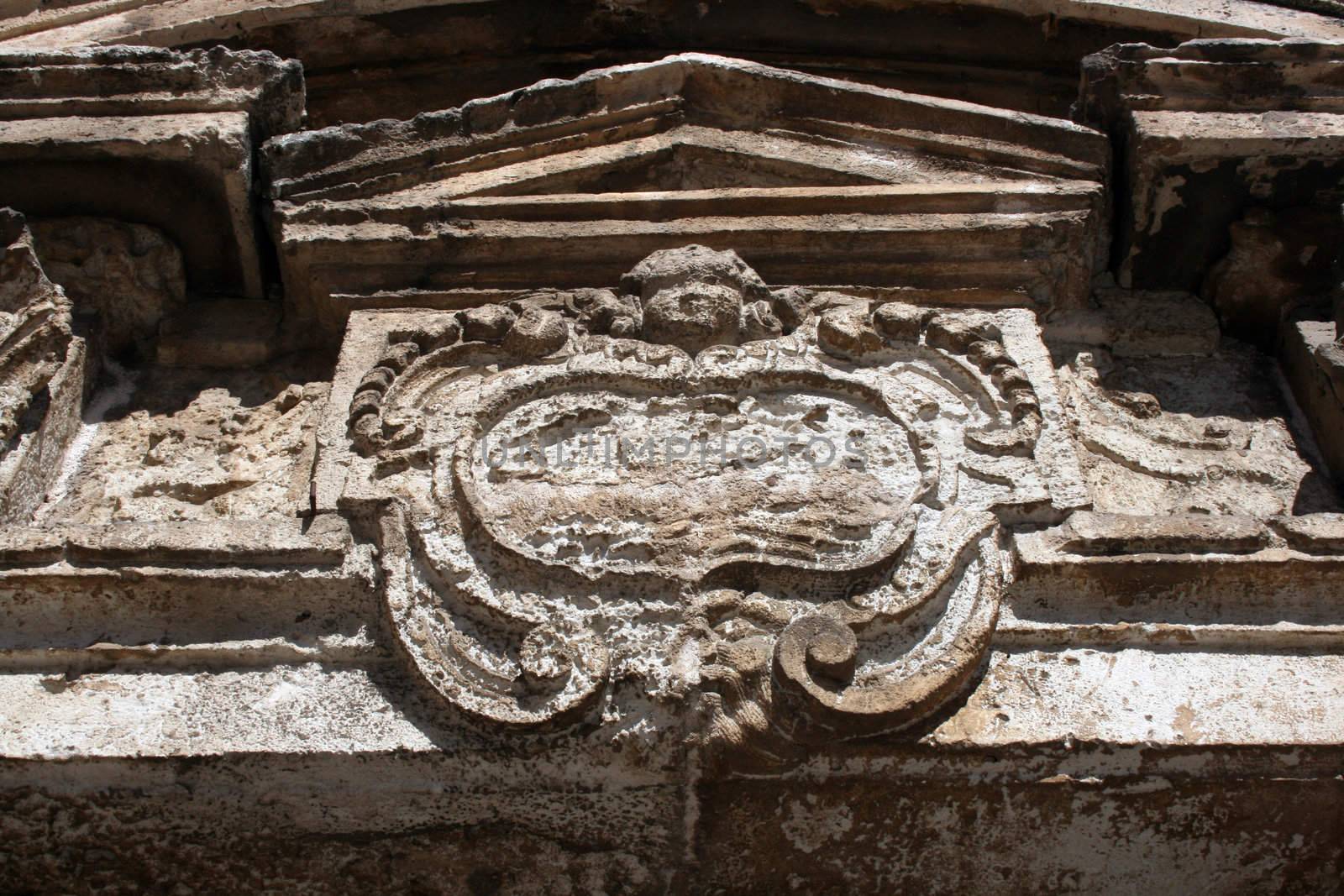 Detail of top of Church door in Taormina
