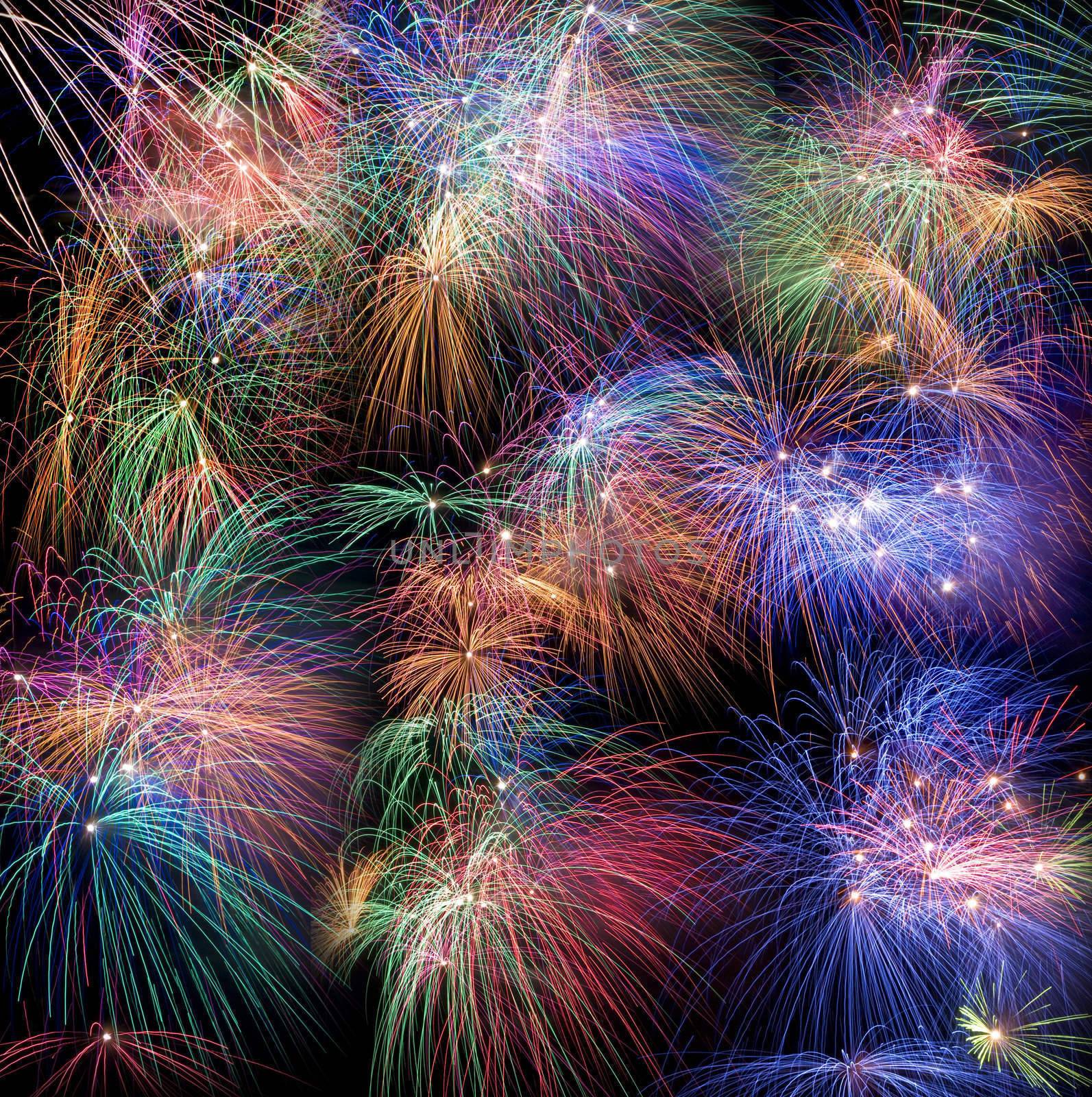 Various details of traditional pyrotechnical firework displays