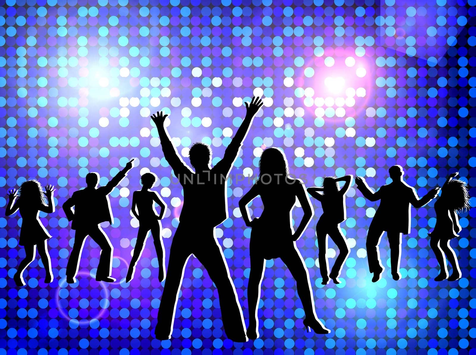 Disco - dancing young people by peromarketing