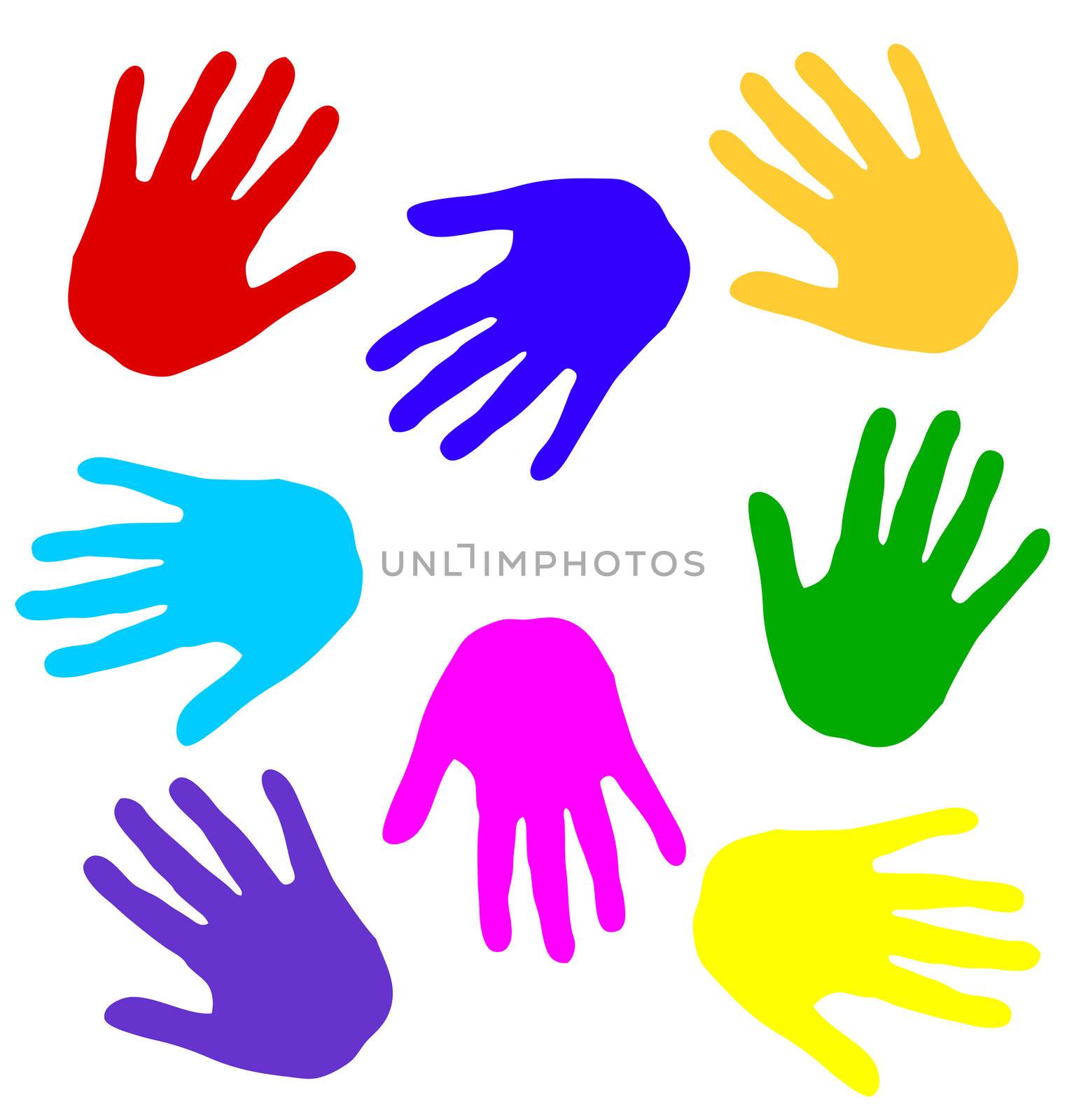 colorful handprints by peromarketing
