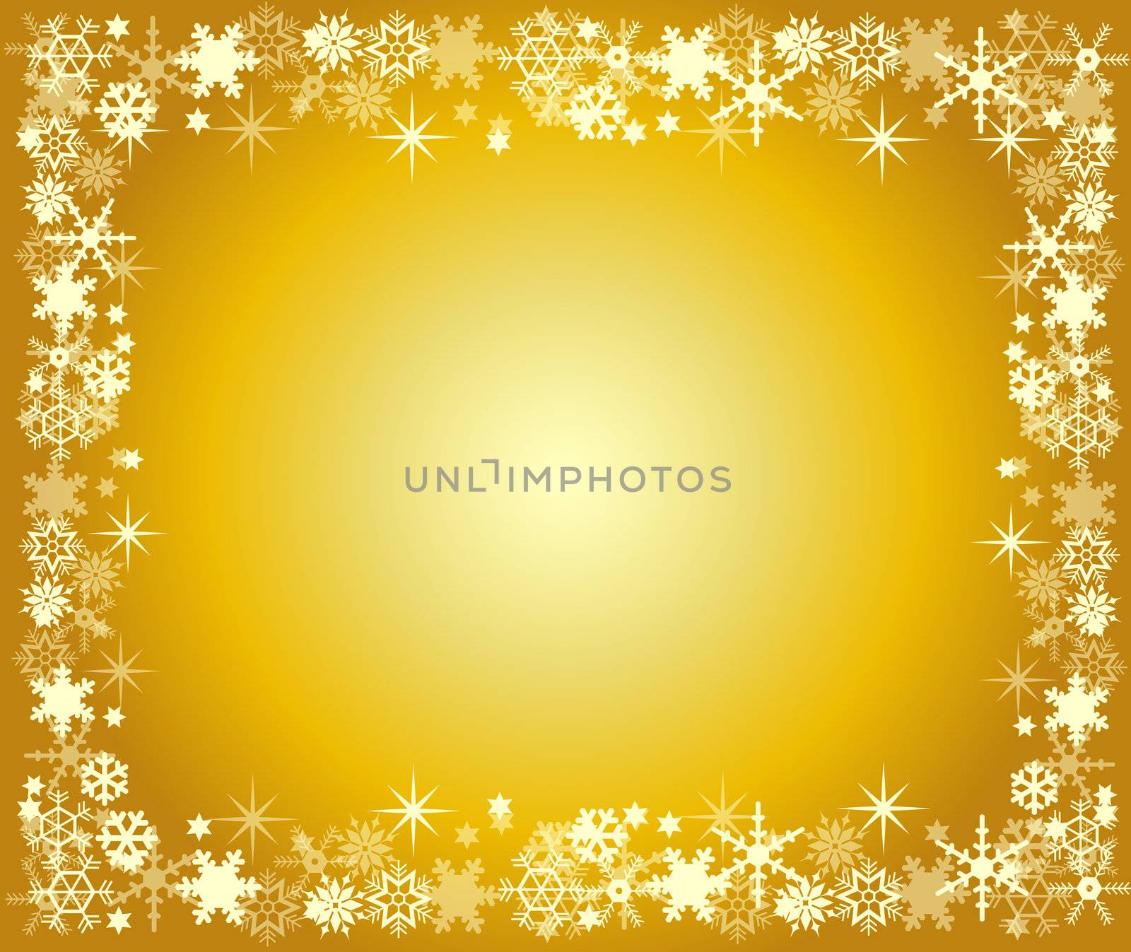 golden christmas frame with snowflakes