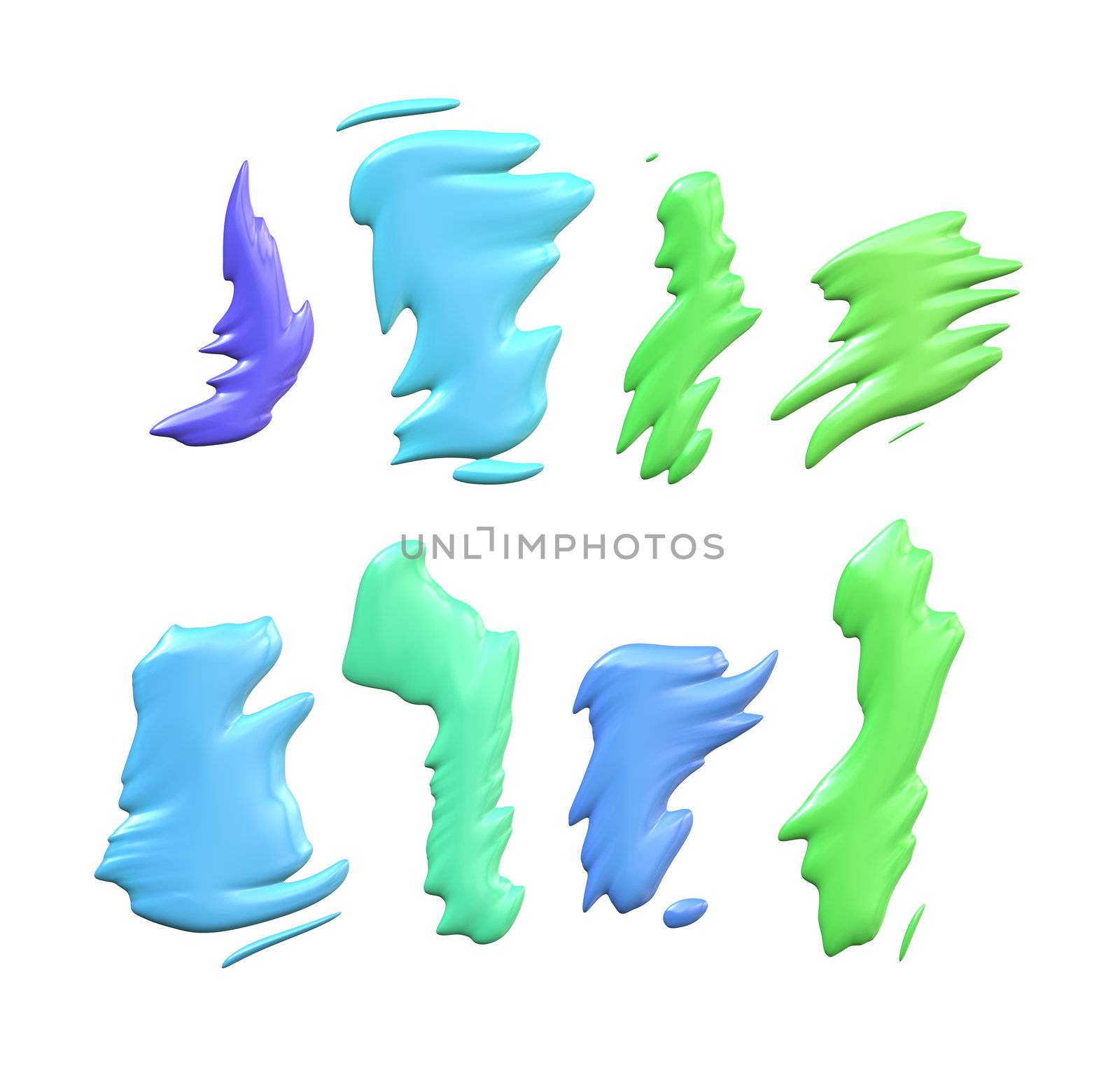 An illustration of 8 nice abstract color splashes