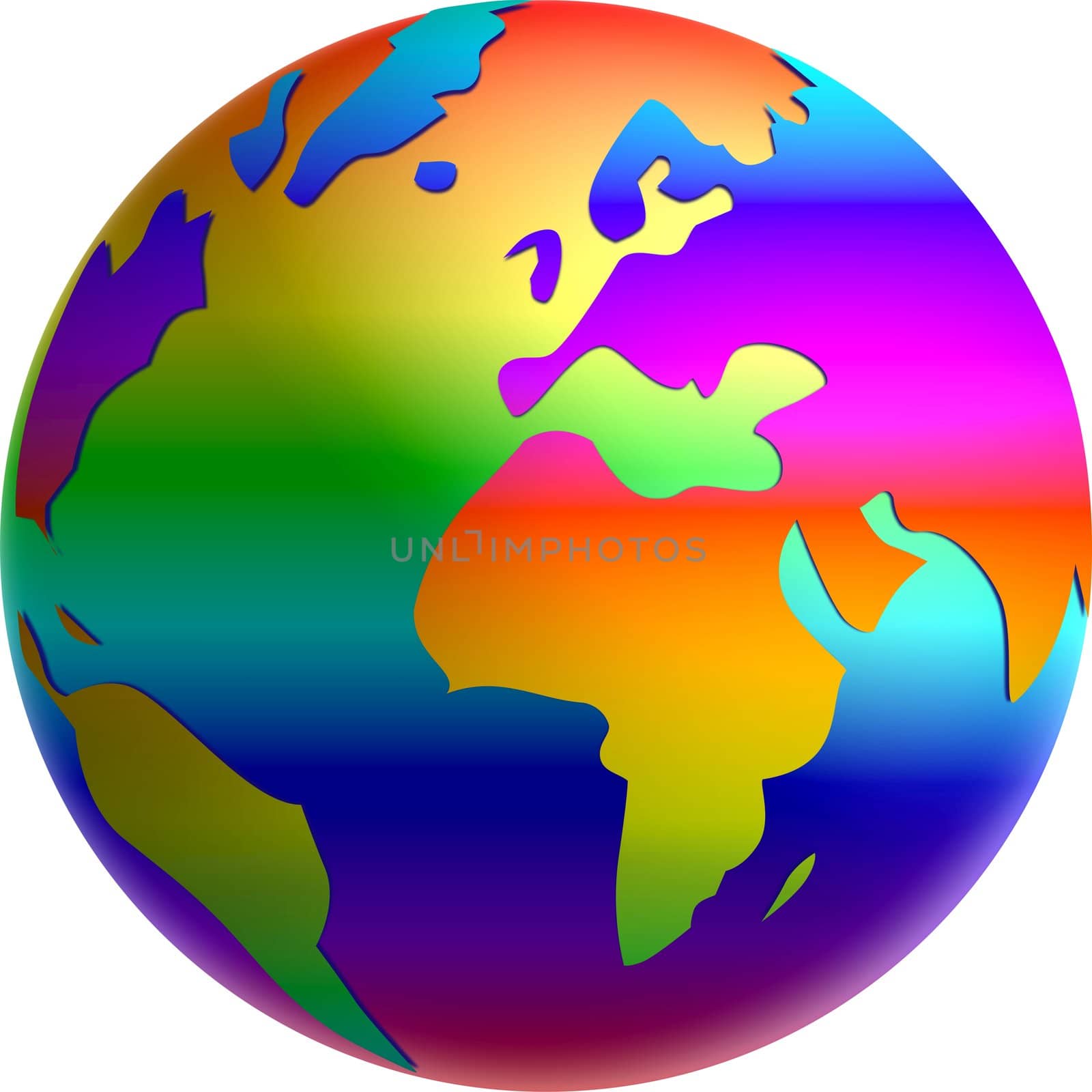 illustration of a rainbow globe - planet earth by peromarketing