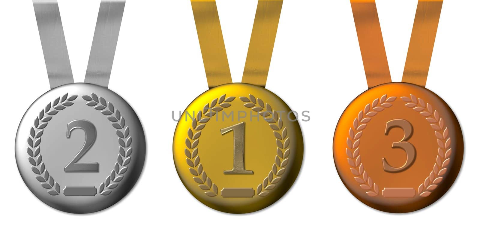 illustration of a gold, silver and bronze medal