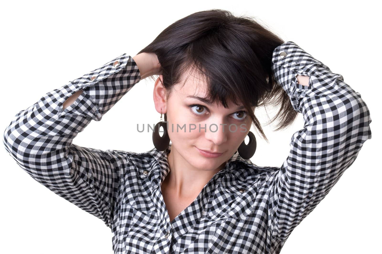 Female portrait. The beautiful woman on a white background.