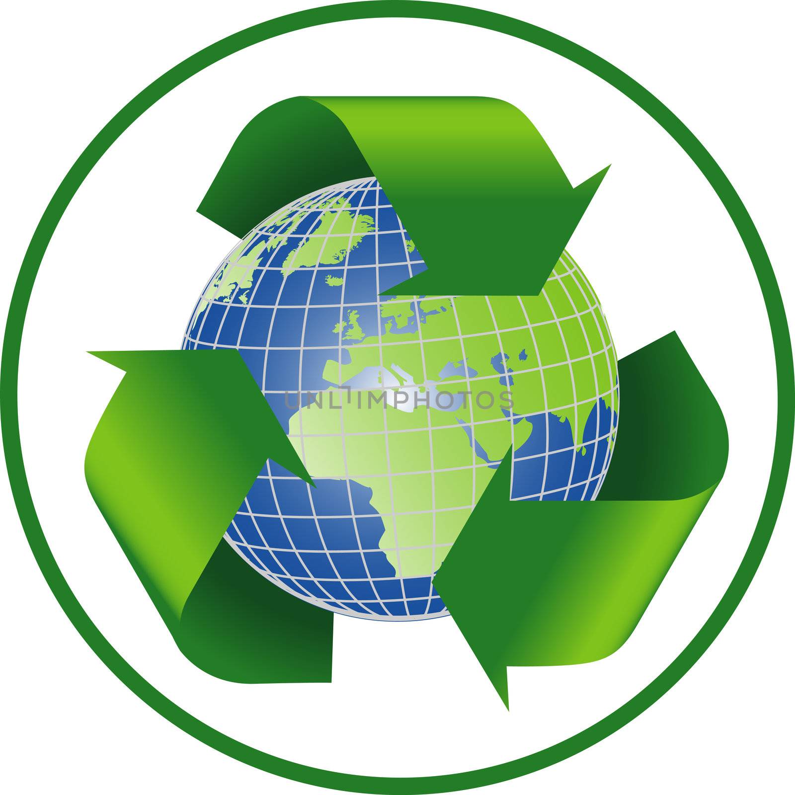 recycle symbol with planet earth by peromarketing