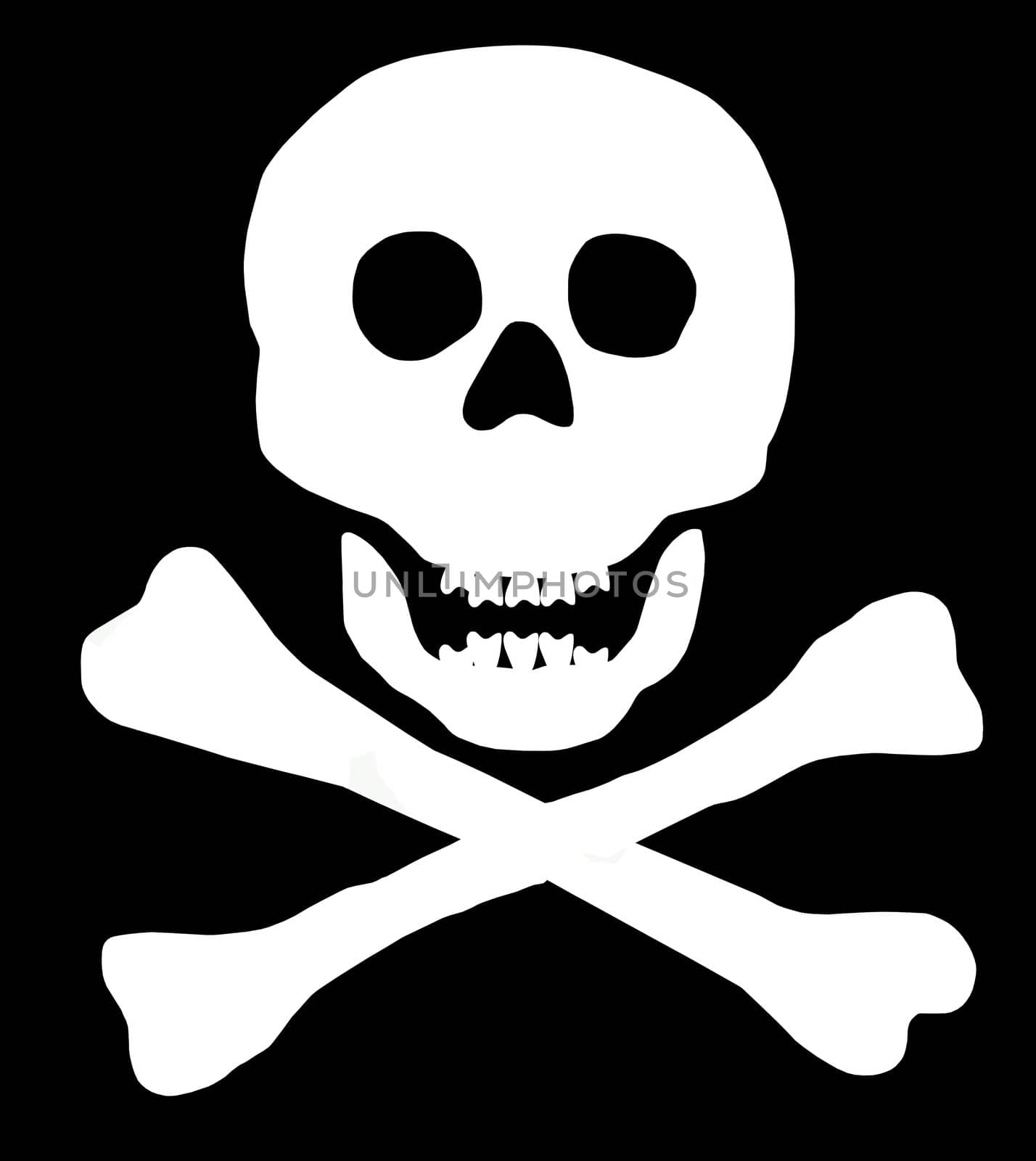 Skull and Crossbones on black background  by peromarketing