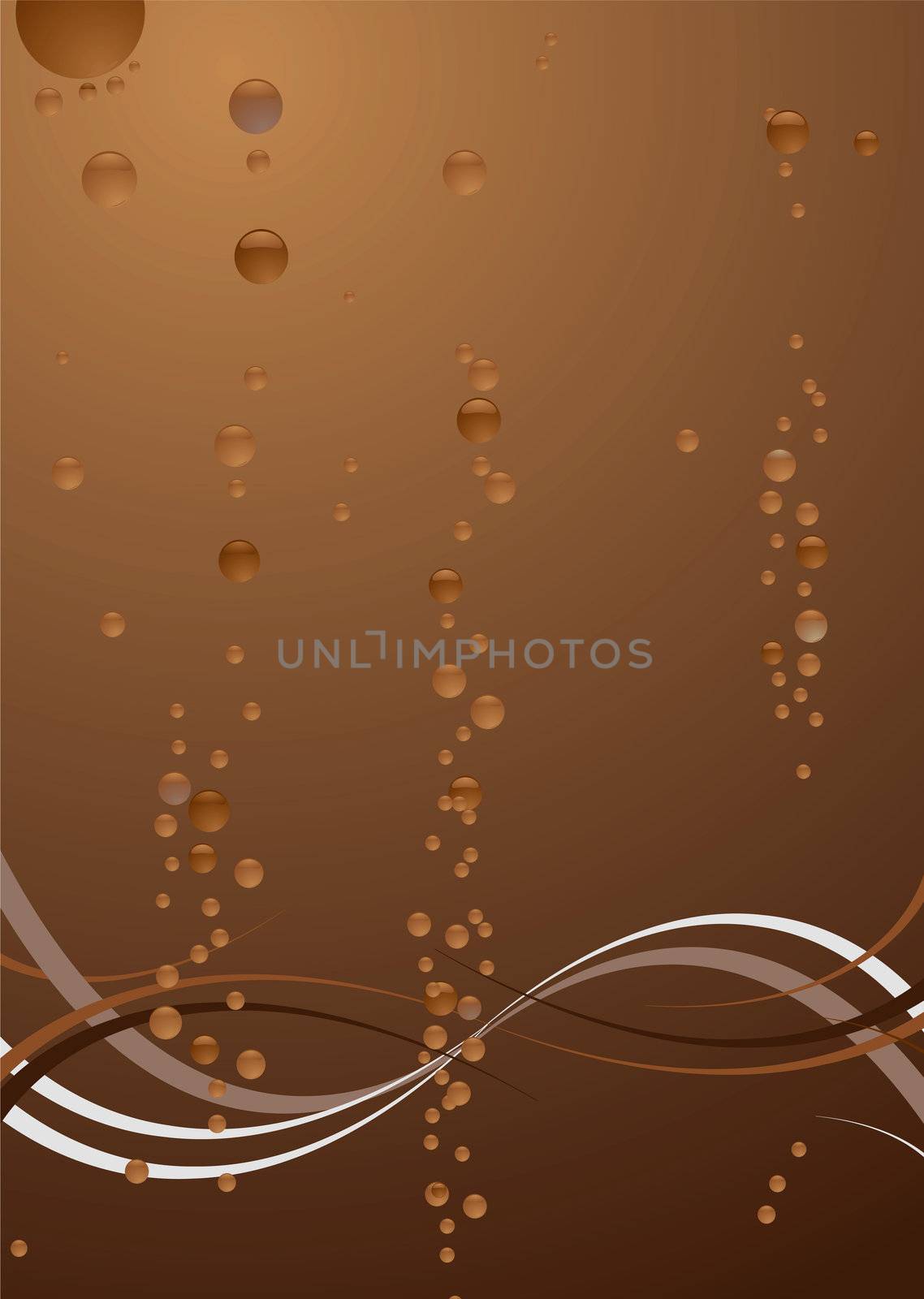 Abstract underwater background with floating bubbles in brown