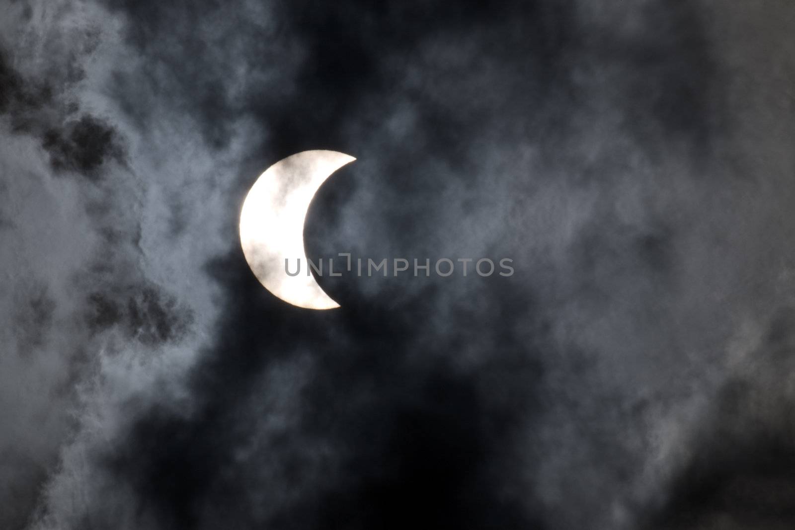 Solar eclipse, half phase. 1 August 2008, Novosibirsk, Russia